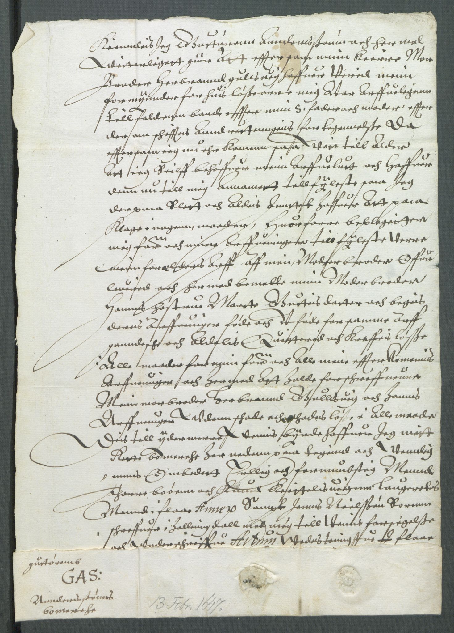 Riksarkivets diplomsamling, RA/EA-5965/F02/L0160: Dokumenter, 1647, p. 4