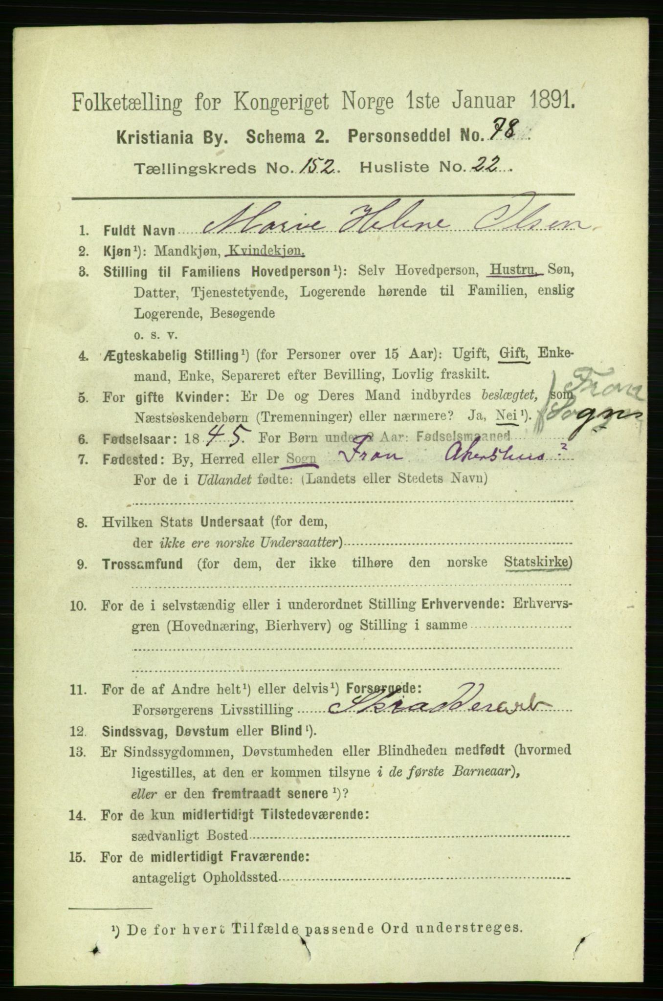 RA, 1891 census for 0301 Kristiania, 1891, p. 85920