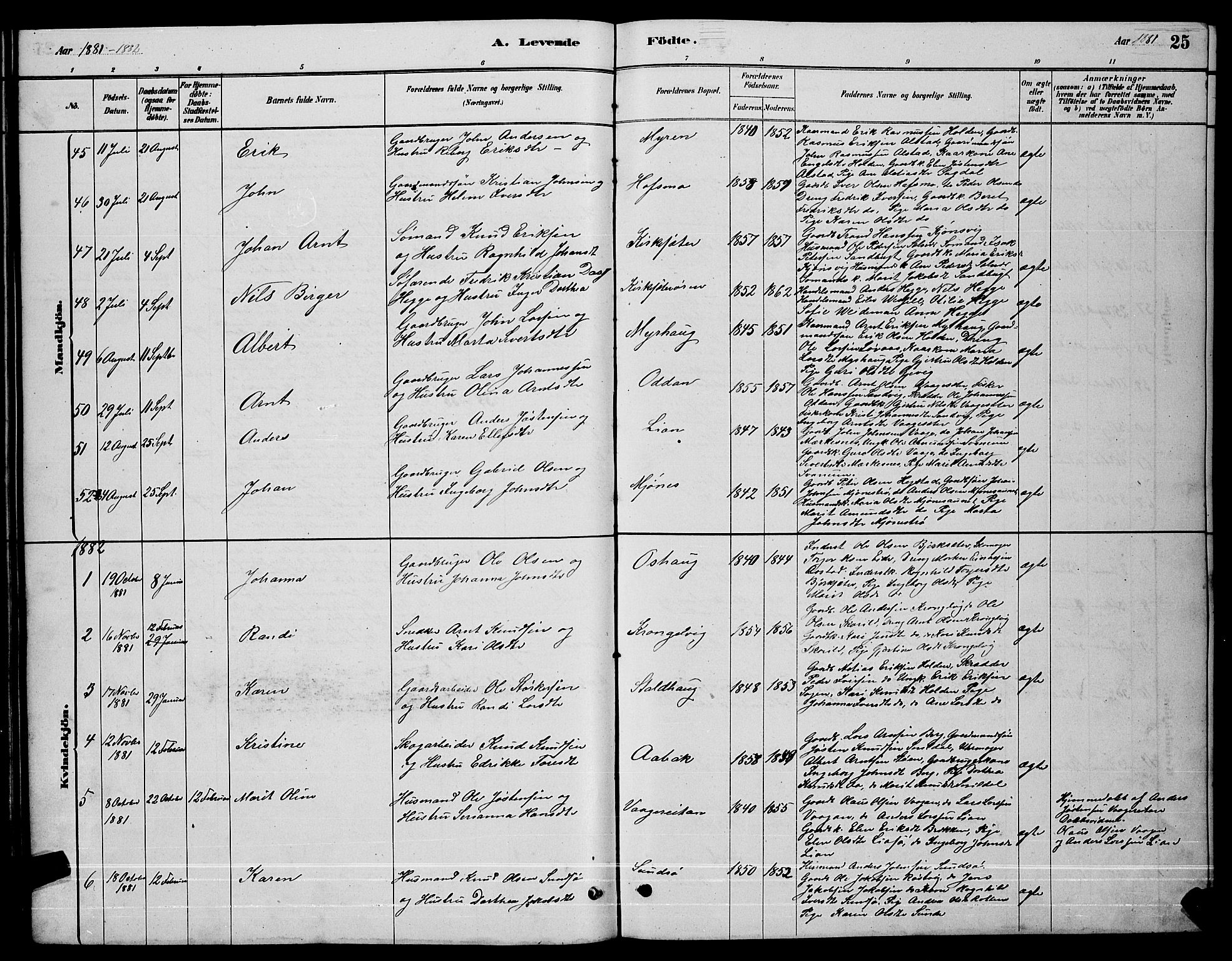 Ministerialprotokoller, klokkerbøker og fødselsregistre - Sør-Trøndelag, SAT/A-1456/630/L0504: Parish register (copy) no. 630C02, 1879-1898, p. 25