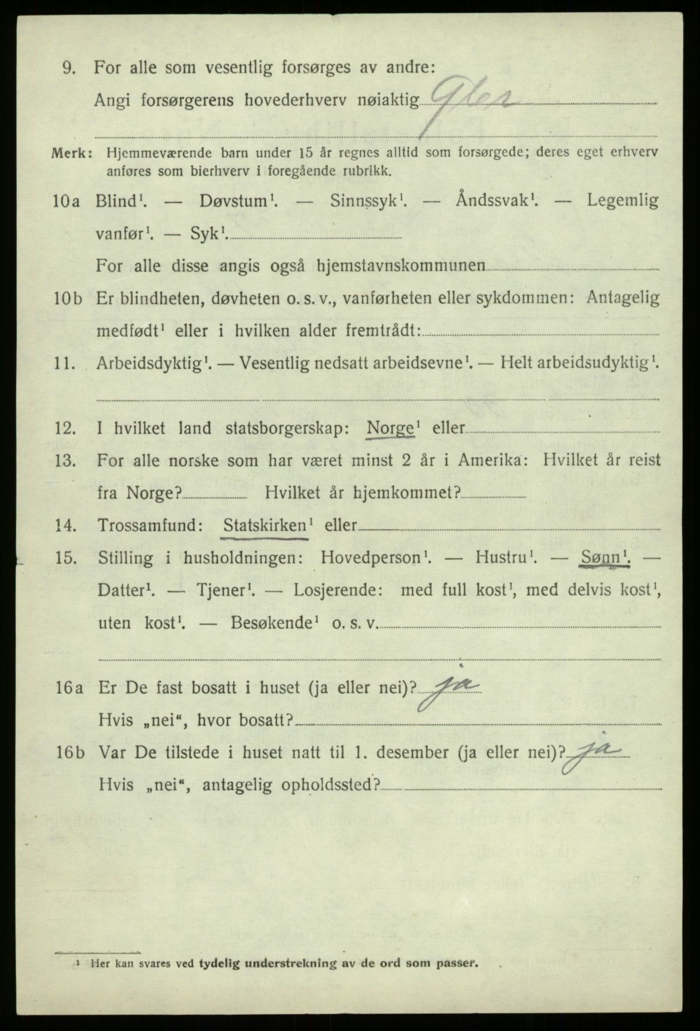 SAB, 1920 census for Strandvik, 1920, p. 3967