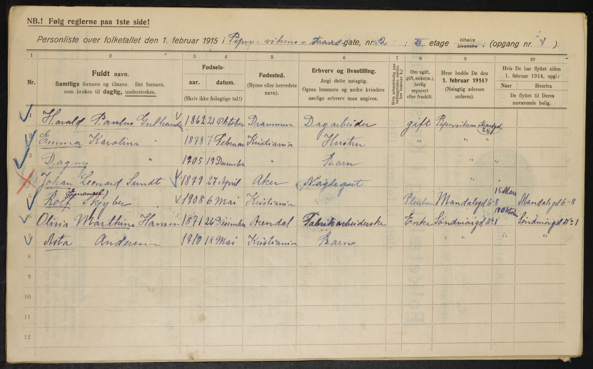 OBA, Municipal Census 1915 for Kristiania, 1915, p. 103857