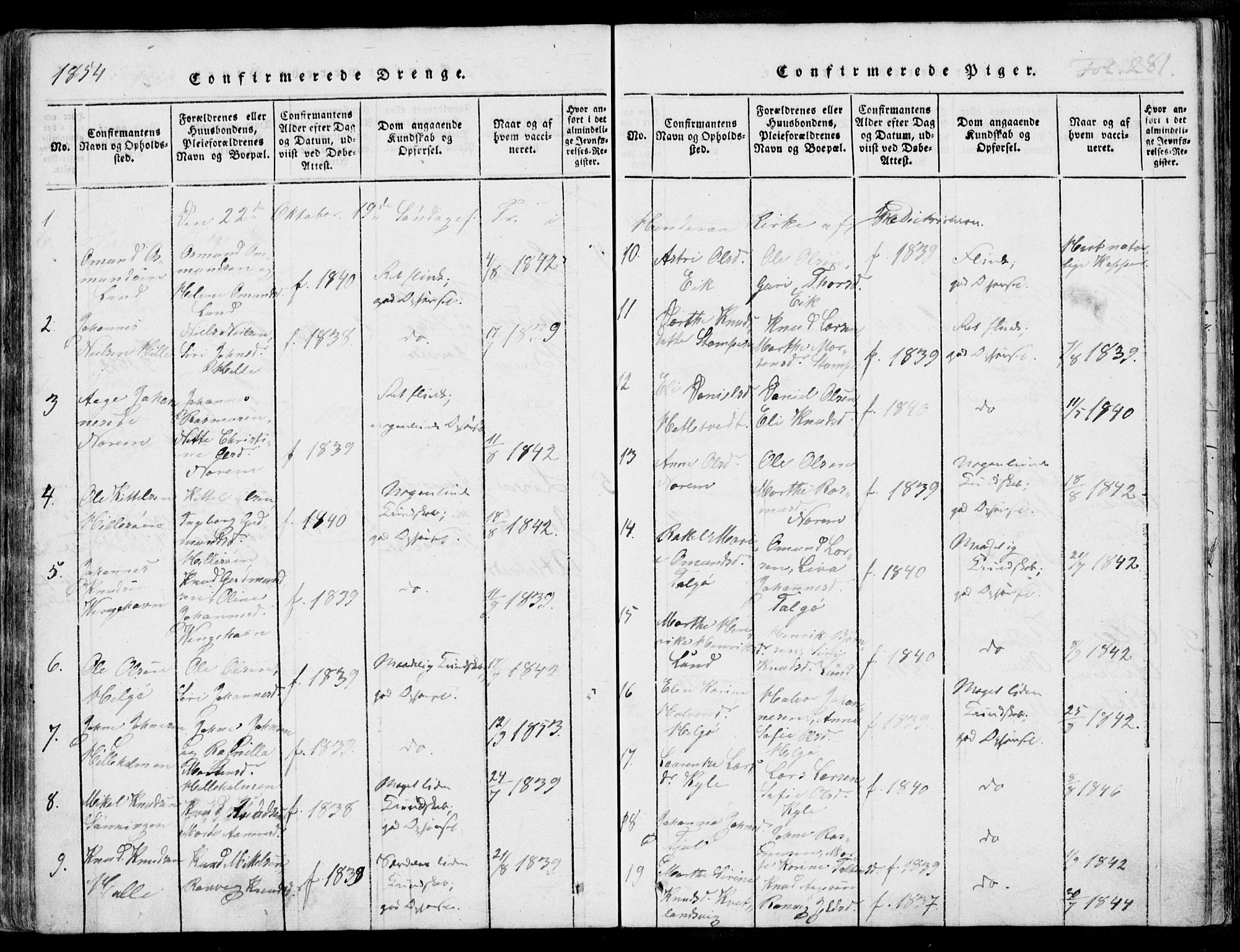 Nedstrand sokneprestkontor, AV/SAST-A-101841/01/IV: Parish register (official) no. A 7, 1816-1870, p. 281