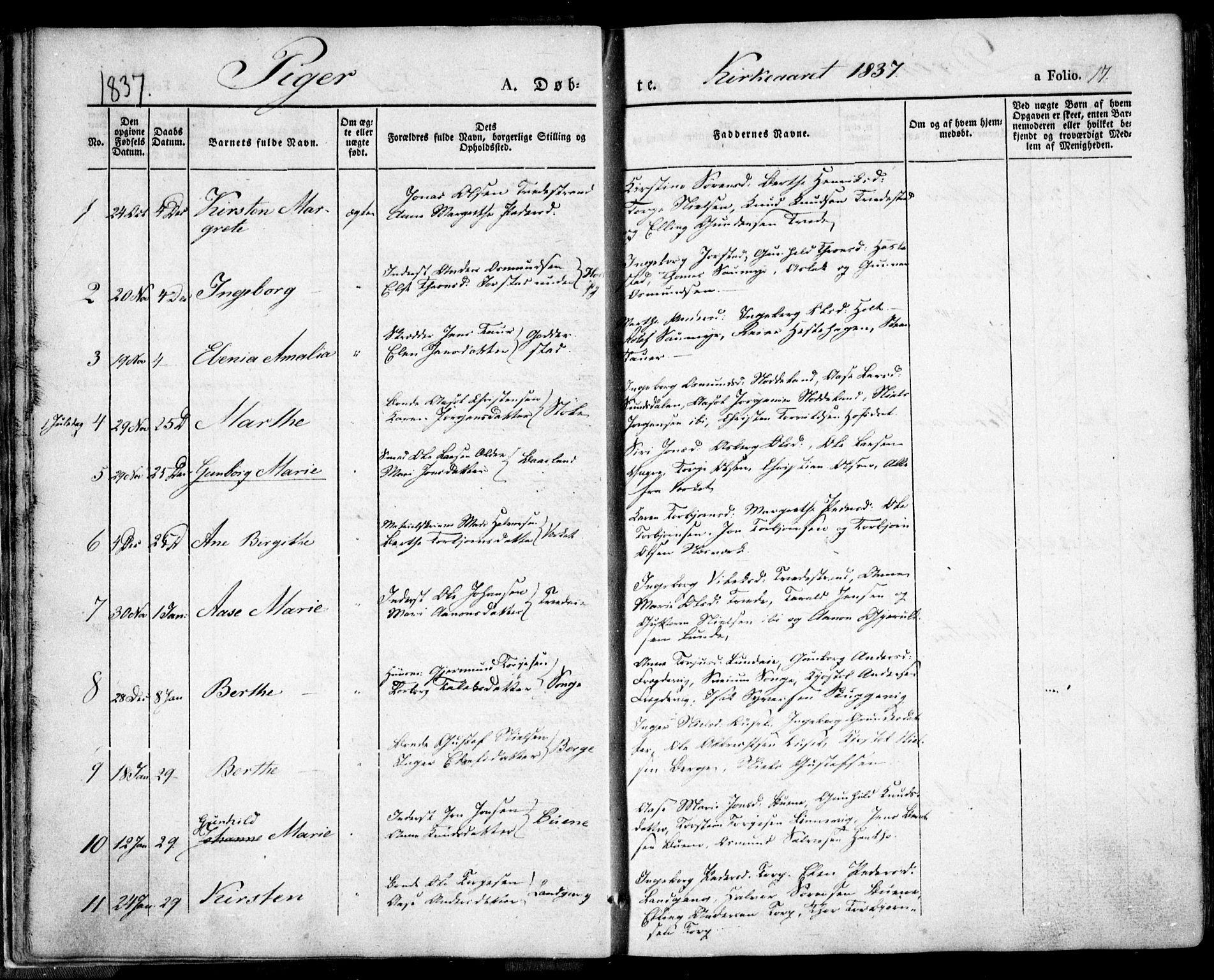 Holt sokneprestkontor, SAK/1111-0021/F/Fa/L0007: Parish register (official) no. A 7, 1836-1848, p. 17