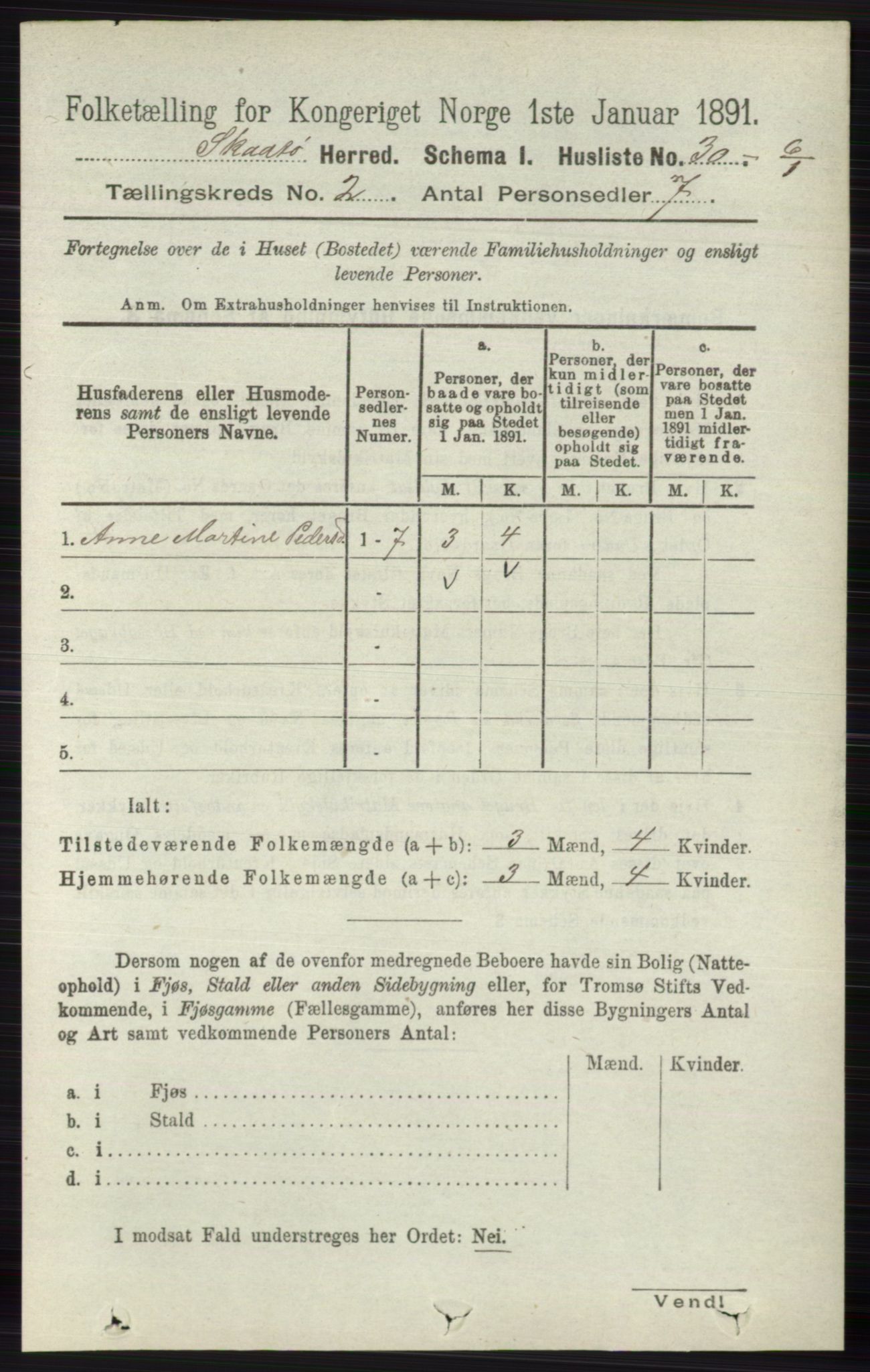 RA, 1891 census for 0815 Skåtøy, 1891, p. 414