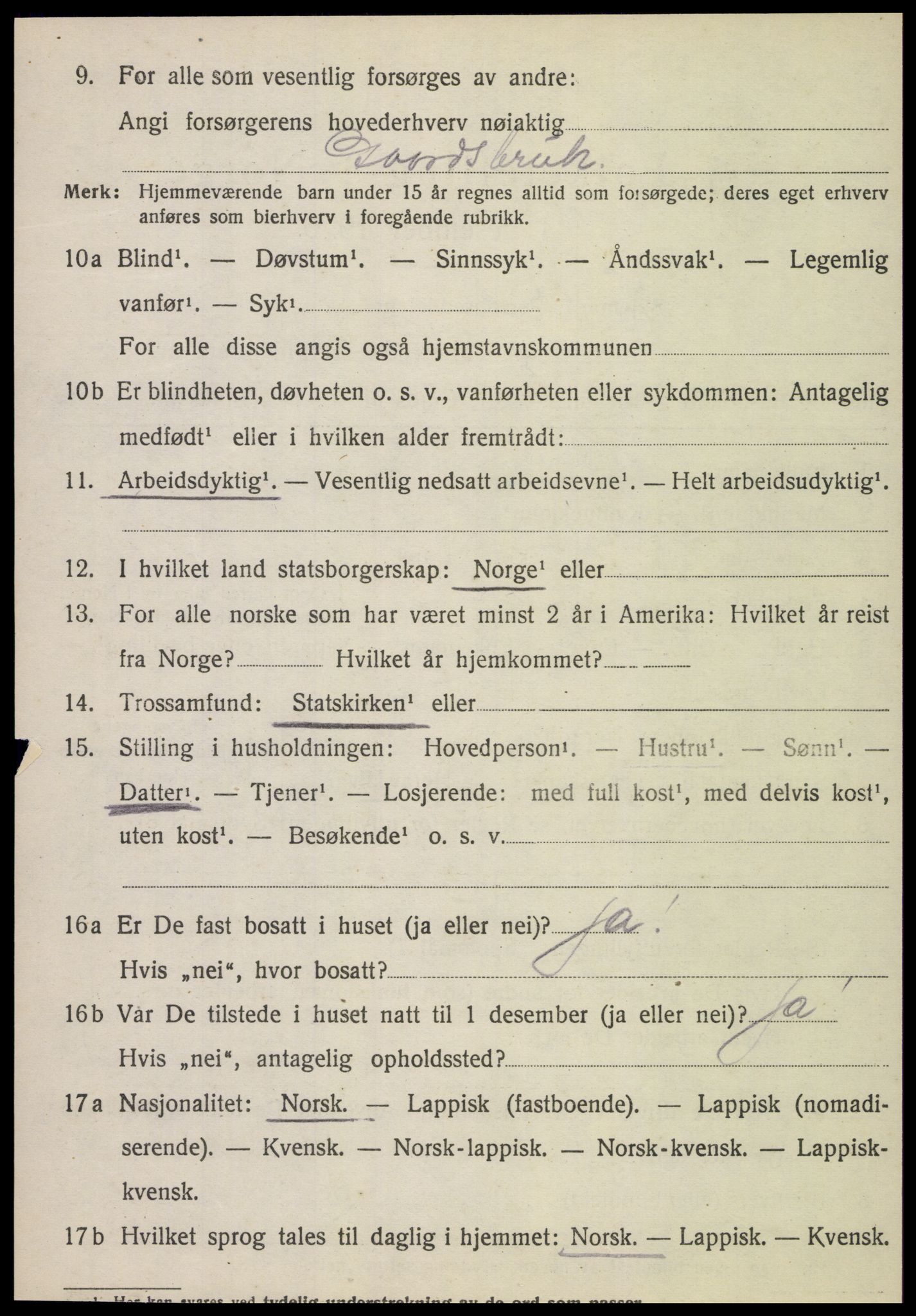 SAT, 1920 census for Malm, 1920, p. 1812