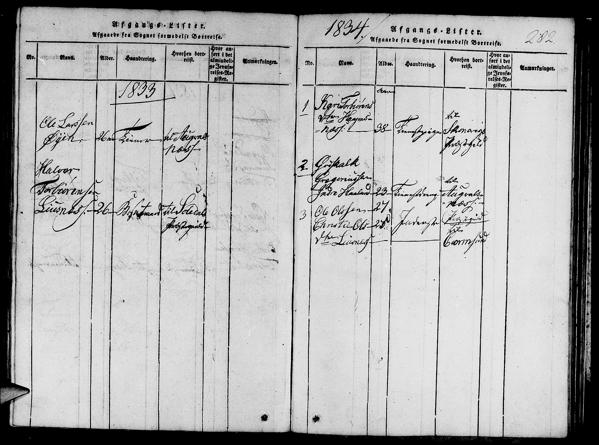 Etne sokneprestembete, SAB/A-75001/H/Hab: Parish register (copy) no. C 1, 1816-1841, p. 282
