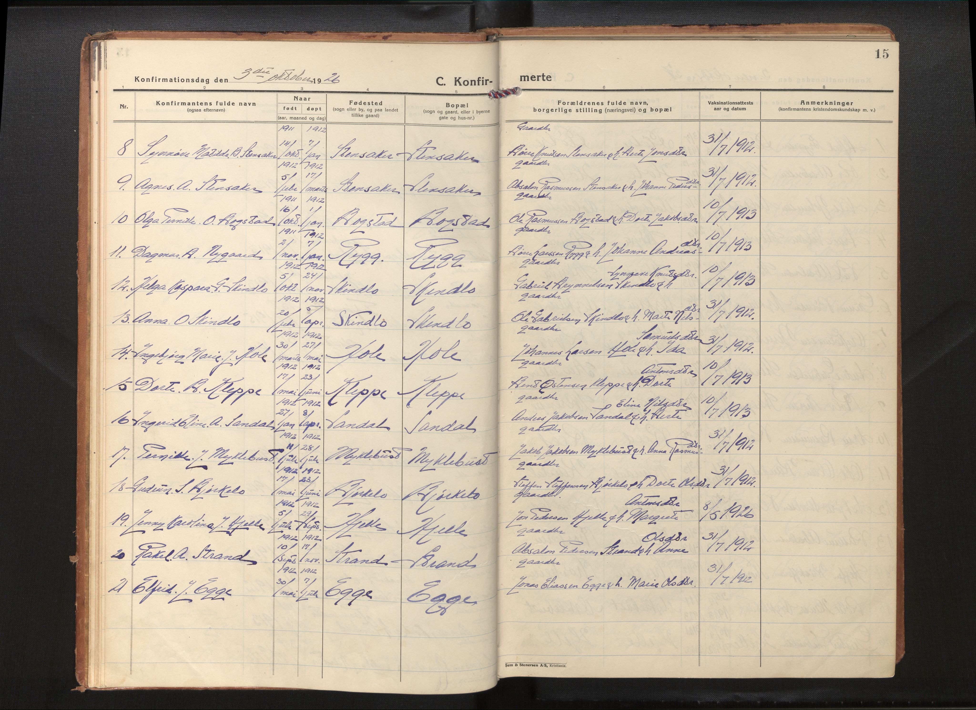 Gloppen sokneprestembete, SAB/A-80101/H/Hac/L0005: Curate's parish register no. A 5, 1923-1941, p. 14b-15a