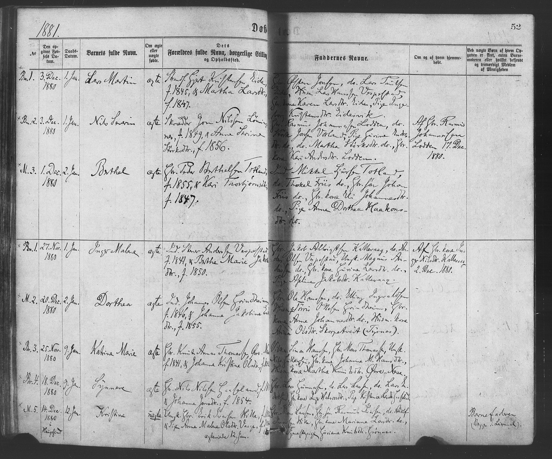 Finnås sokneprestembete, AV/SAB-A-99925/H/Ha/Haa/Haaa/L0009: Parish register (official) no. A 9, 1873-1881, p. 52