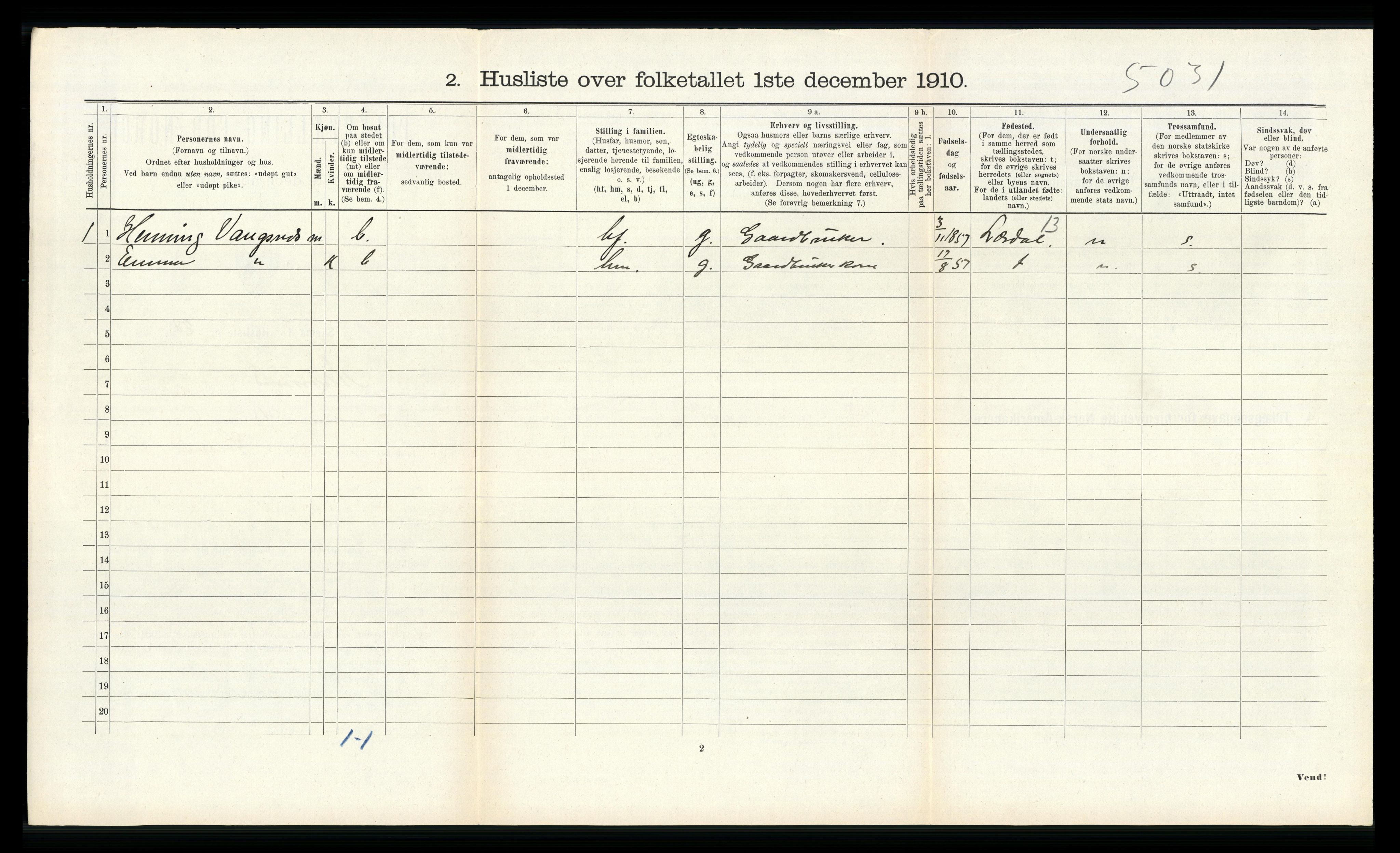 RA, 1910 census for Alversund, 1910, p. 625