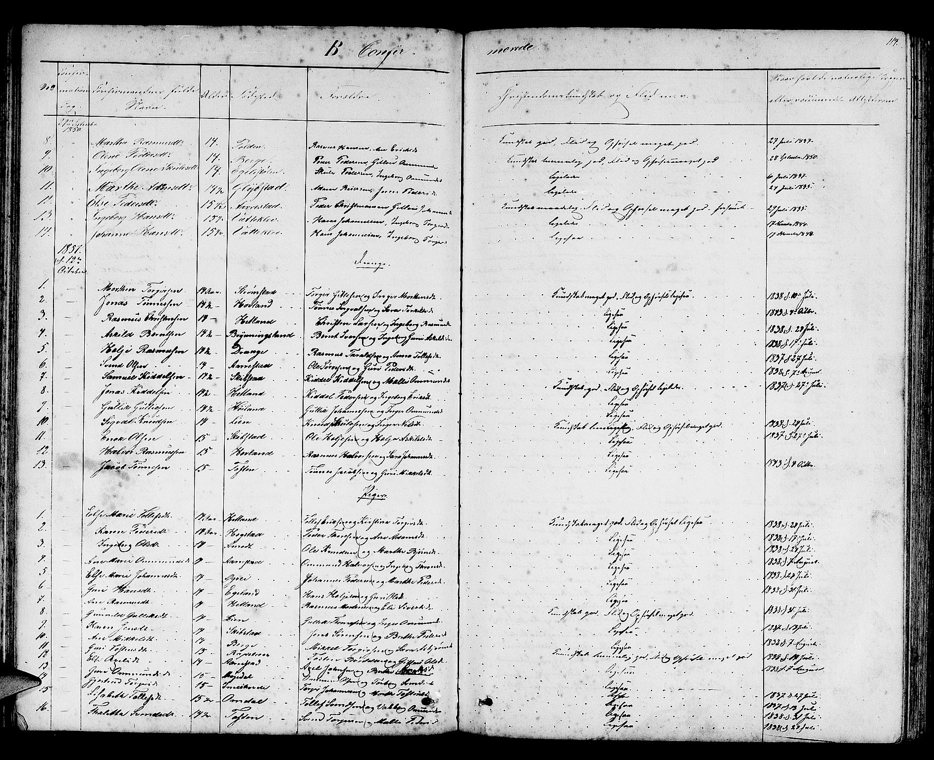 Helleland sokneprestkontor, AV/SAST-A-101810: Parish register (copy) no. B 2, 1848-1886, p. 114