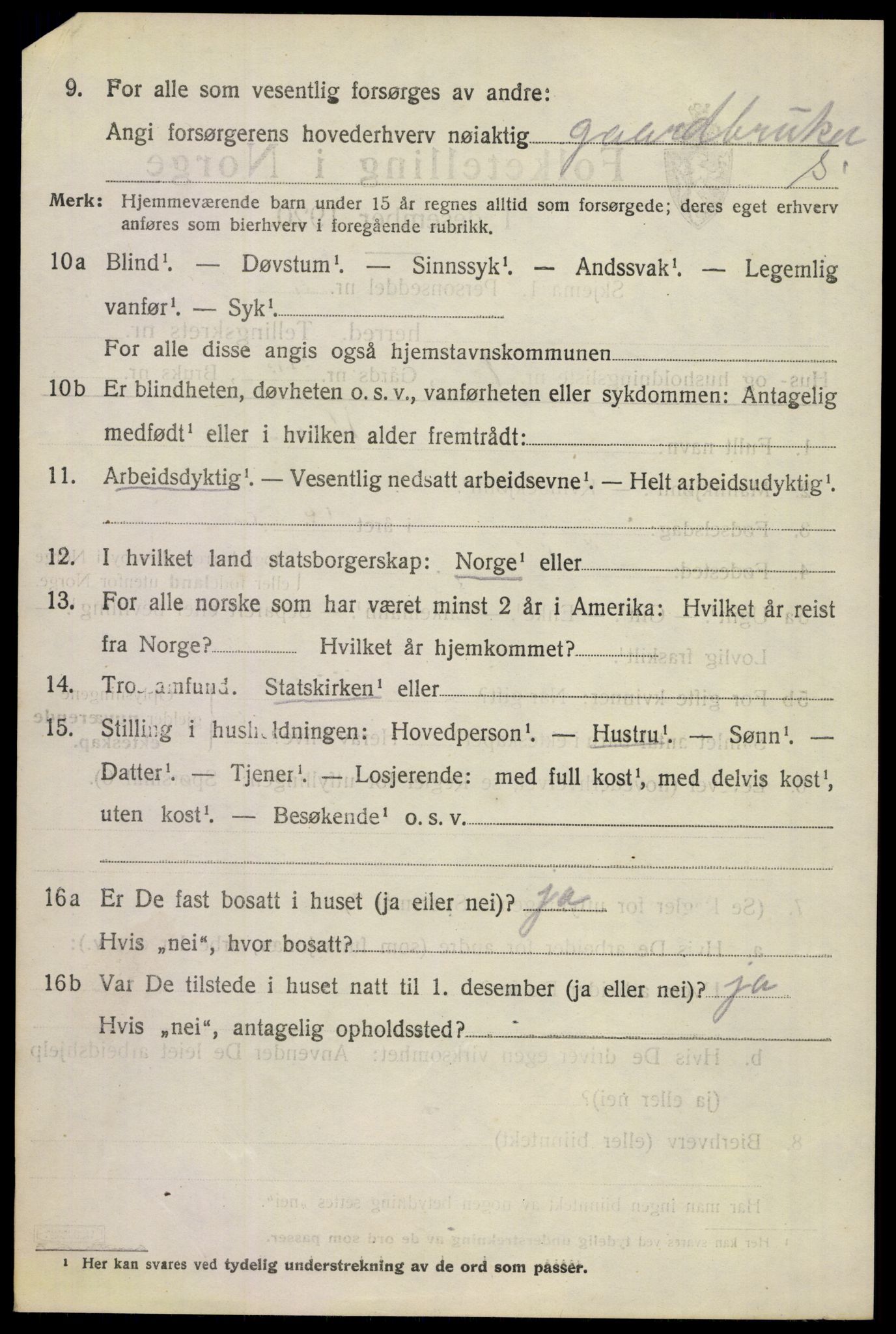 SAKO, 1920 census for Sande, 1920, p. 7261