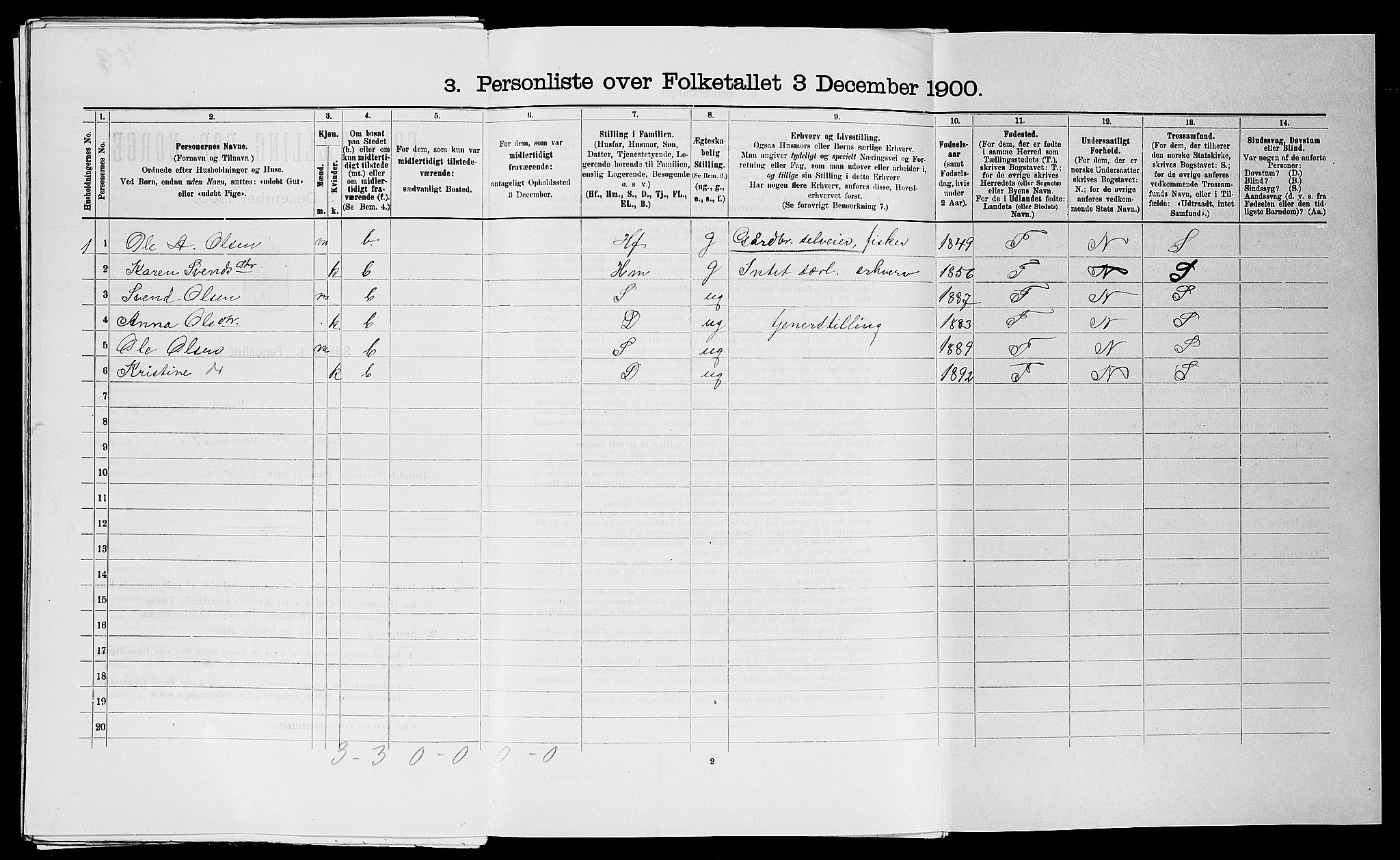 SAST, 1900 census for Haaland, 1900, p. 685