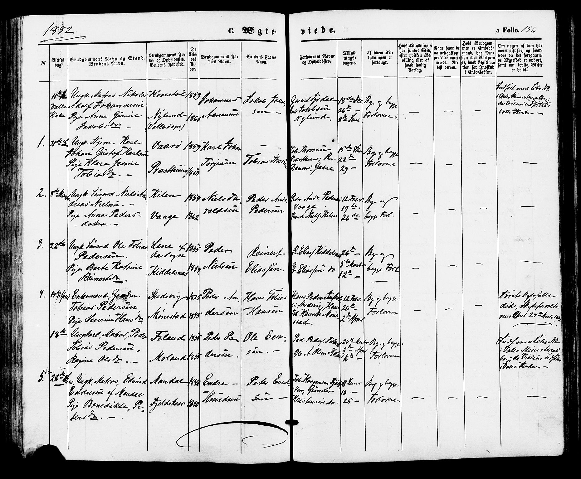 Sør-Audnedal sokneprestkontor, AV/SAK-1111-0039/F/Fa/Faa/L0003: Parish register (official) no. A 3, 1868-1883, p. 156