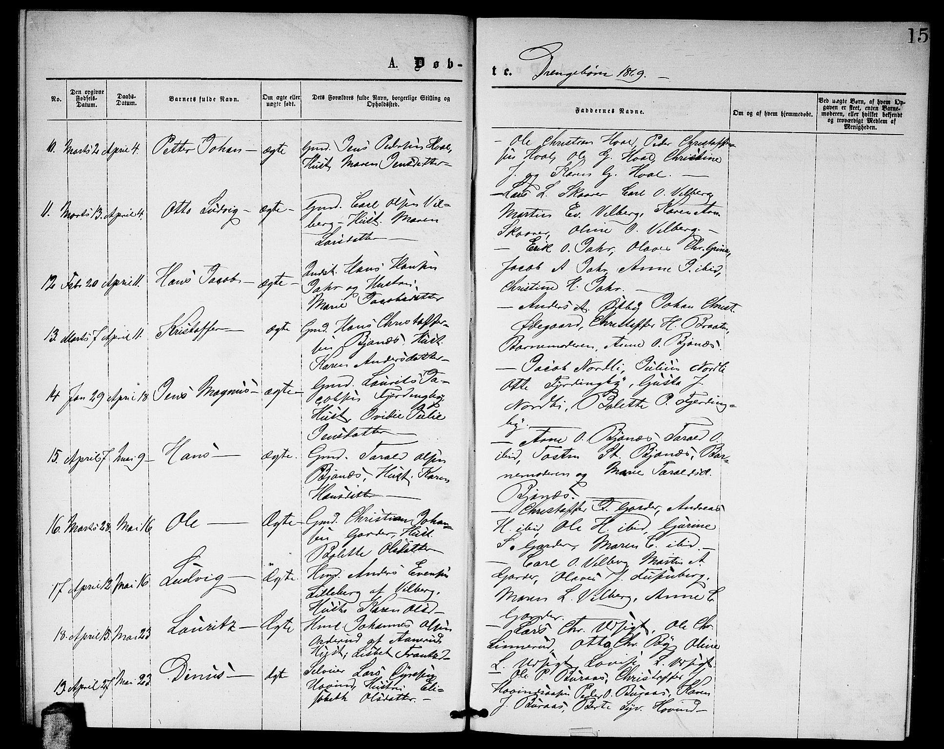 Fet prestekontor Kirkebøker, AV/SAO-A-10370a/G/Ga/L0004: Parish register (copy) no. I 4, 1868-1874, p. 15