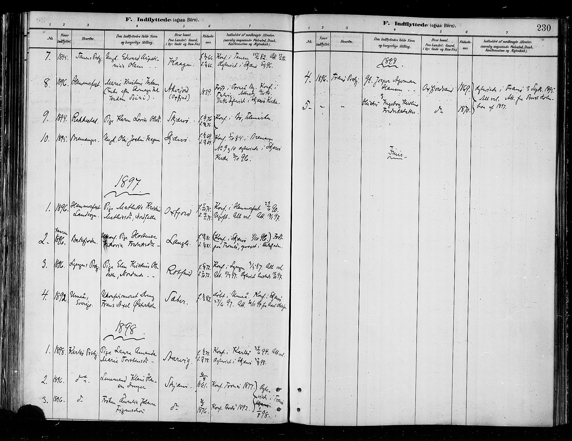Skjervøy sokneprestkontor, AV/SATØ-S-1300/H/Ha/Haa/L0010kirke: Parish register (official) no. 10, 1887-1898, p. 230