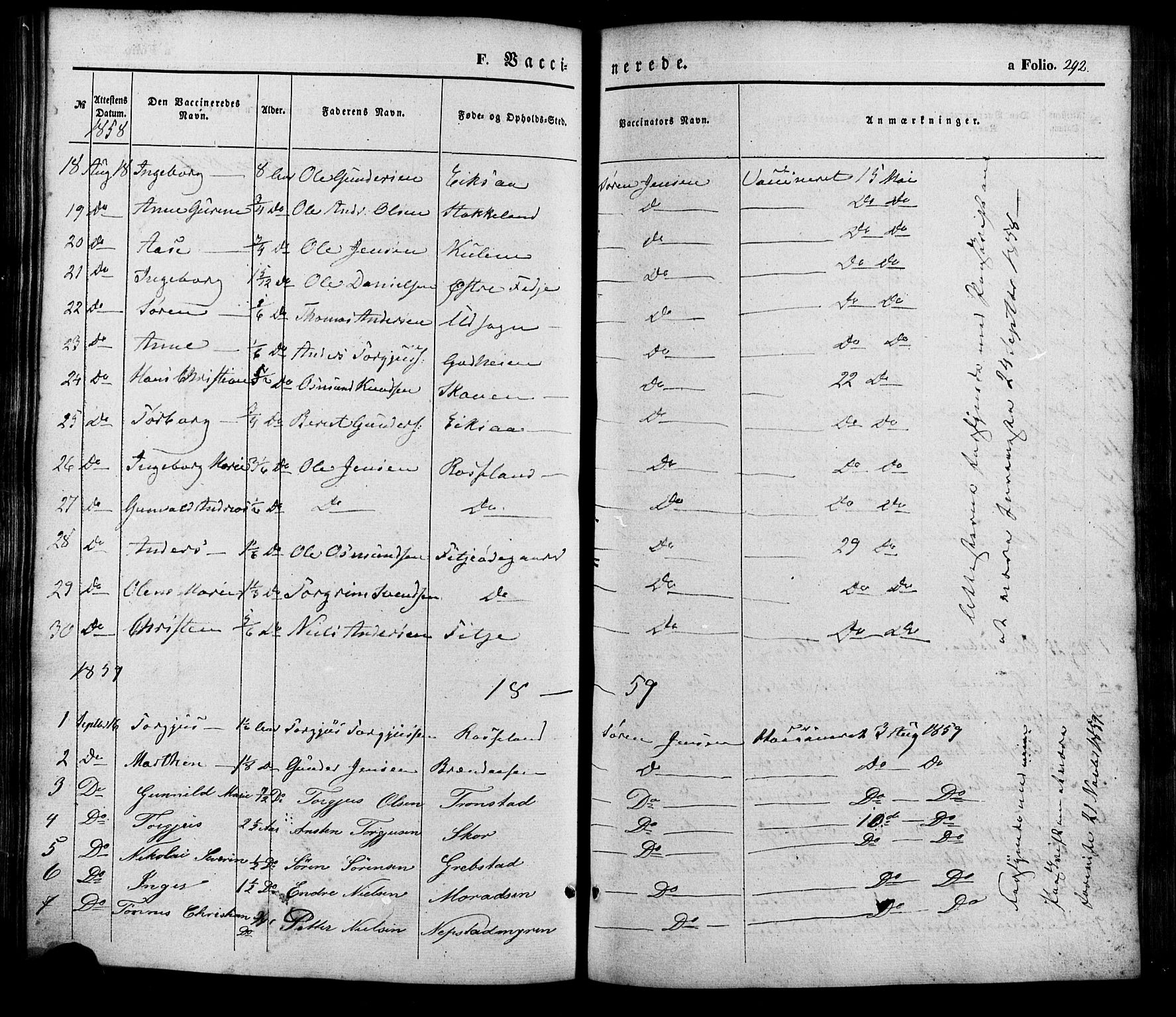 Søgne sokneprestkontor, SAK/1111-0037/F/Fa/Faa/L0002: Parish register (official) no. A 2, 1854-1882, p. 292