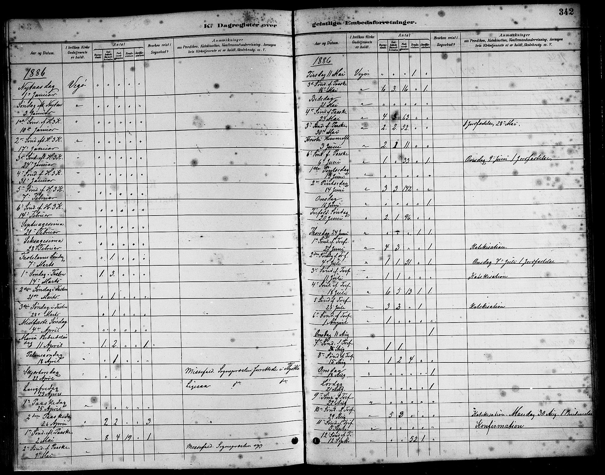 Ministerialprotokoller, klokkerbøker og fødselsregistre - Nordland, SAT/A-1459/816/L0253: Parish register (copy) no. 816C03, 1886-1905, p. 342