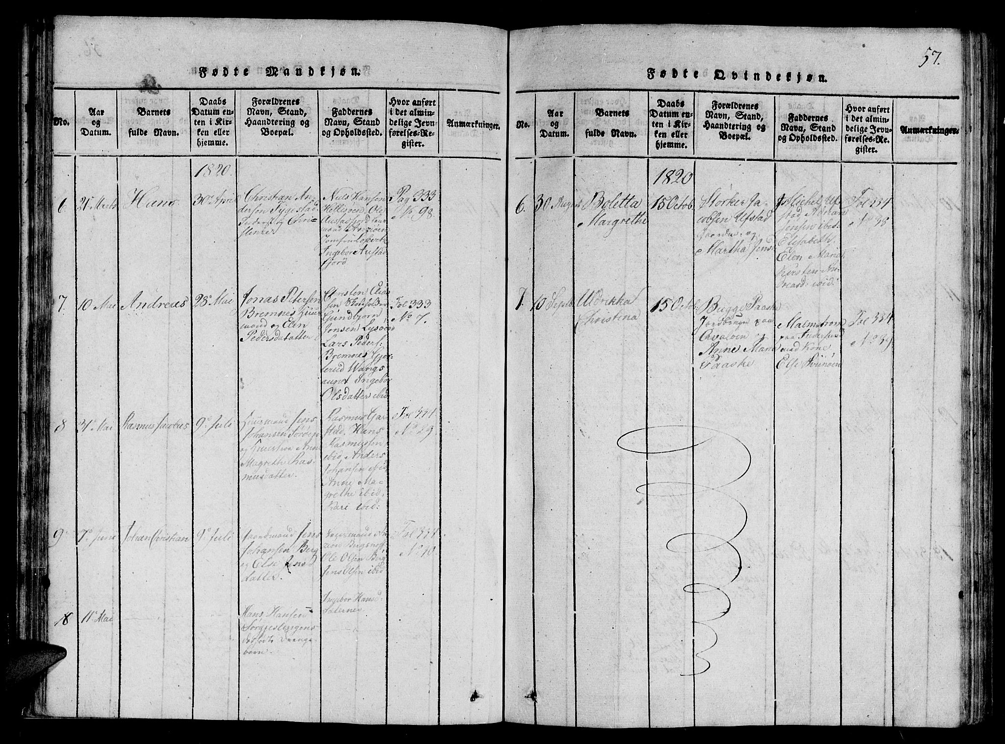 Ministerialprotokoller, klokkerbøker og fødselsregistre - Nord-Trøndelag, AV/SAT-A-1458/784/L0667: Parish register (official) no. 784A03 /2, 1818-1829, p. 57