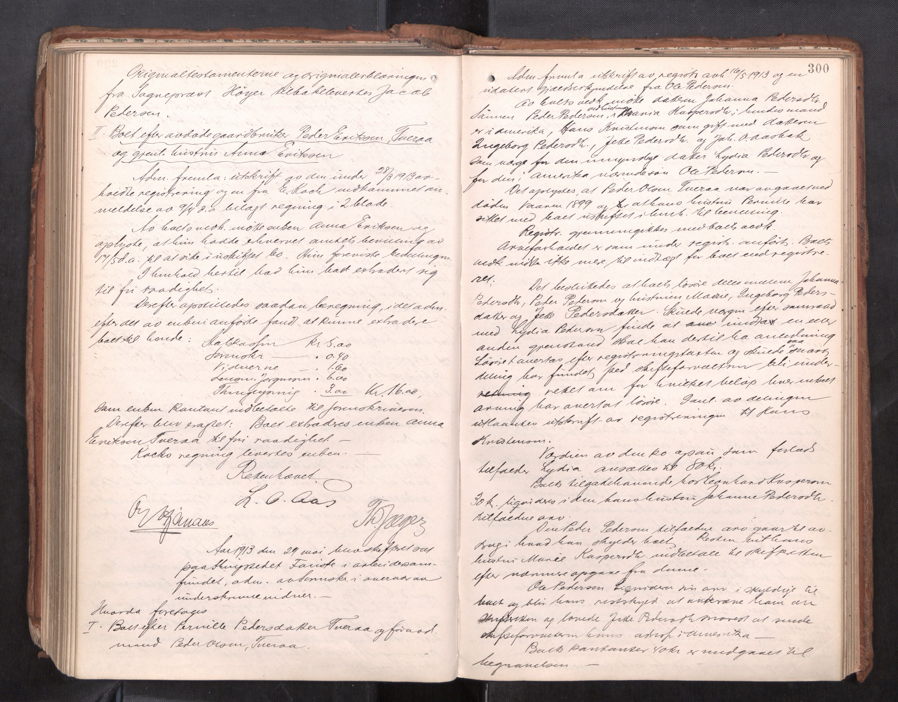 Salten sorenskriveri, AV/SAT-A-4578/1/3/3B/L0012: Skiftebehandlingsprotokoll, 1910-1915, p. 300