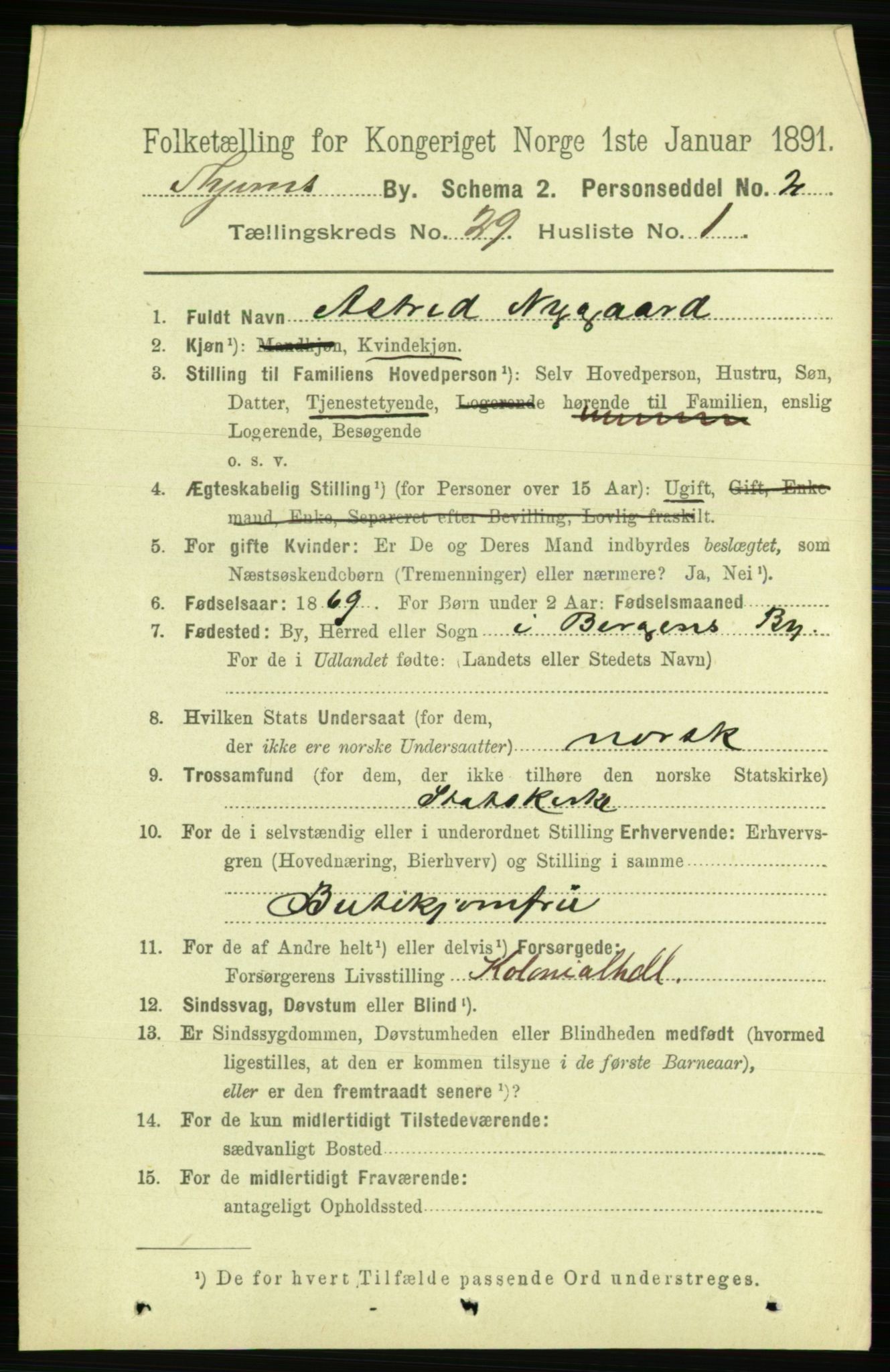 RA, 1891 census for 1601 Trondheim, 1891, p. 21584