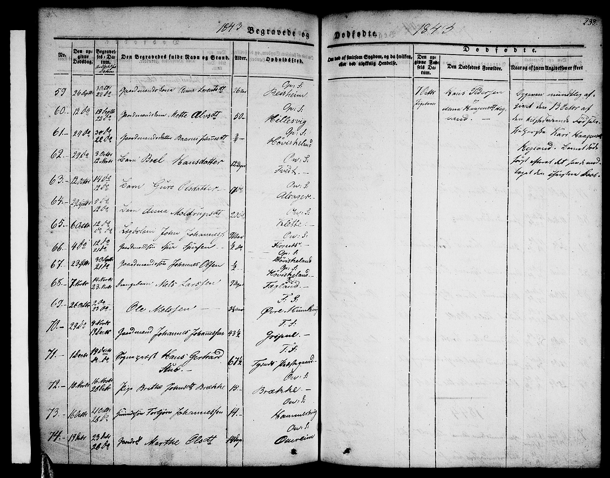 Tysnes sokneprestembete, AV/SAB-A-78601/H/Haa: Parish register (official) no. A 9, 1837-1848, p. 238