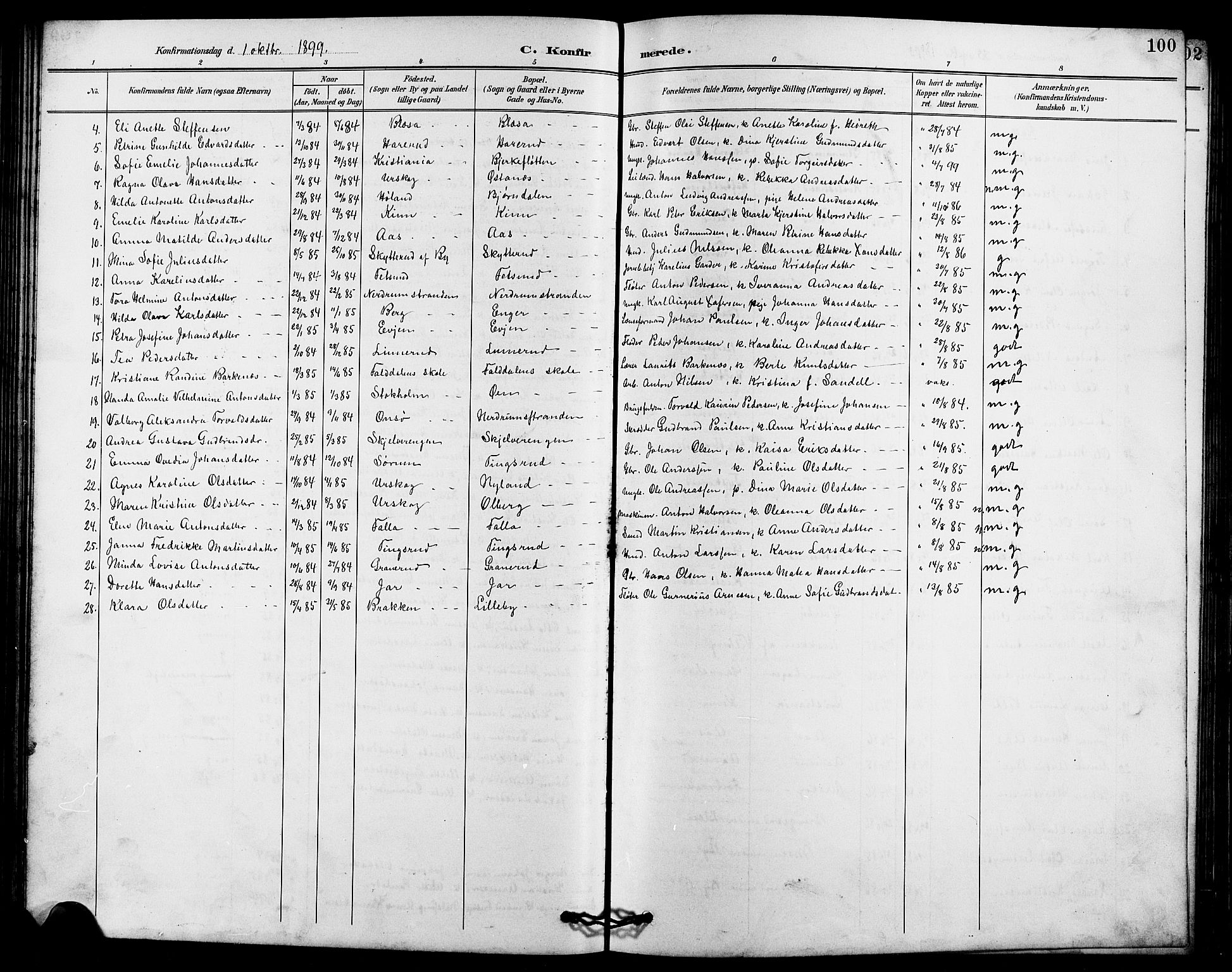 Fet prestekontor Kirkebøker, AV/SAO-A-10370a/G/Ga/L0007: Parish register (copy) no. I 7, 1892-1906, p. 100