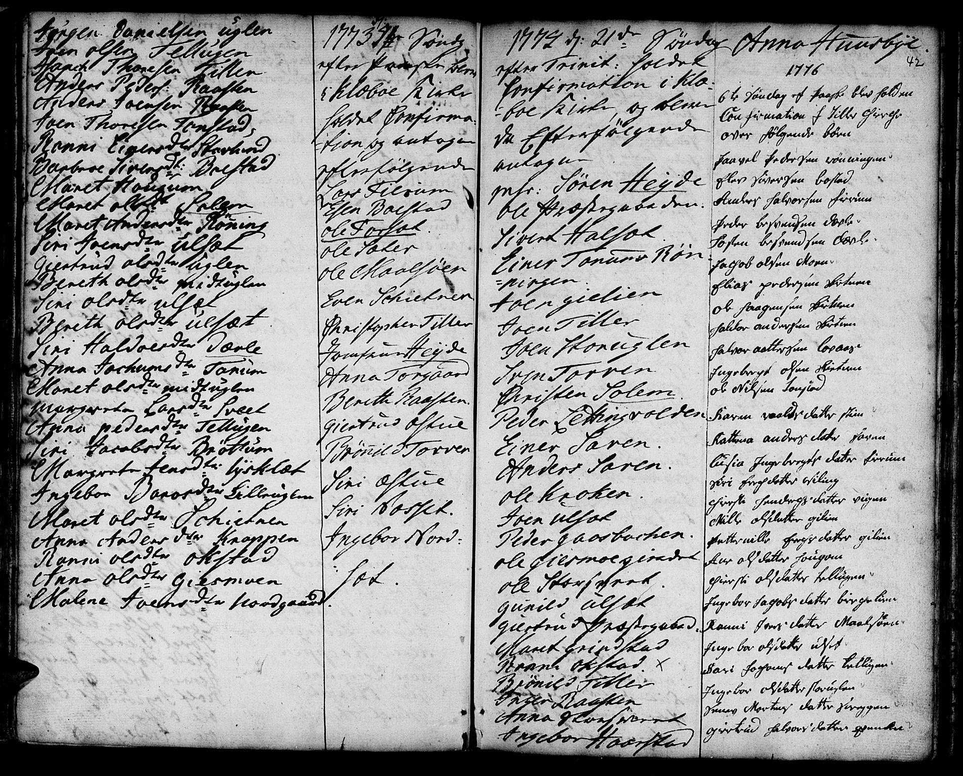 Ministerialprotokoller, klokkerbøker og fødselsregistre - Sør-Trøndelag, AV/SAT-A-1456/618/L0437: Parish register (official) no. 618A02, 1749-1782, p. 42