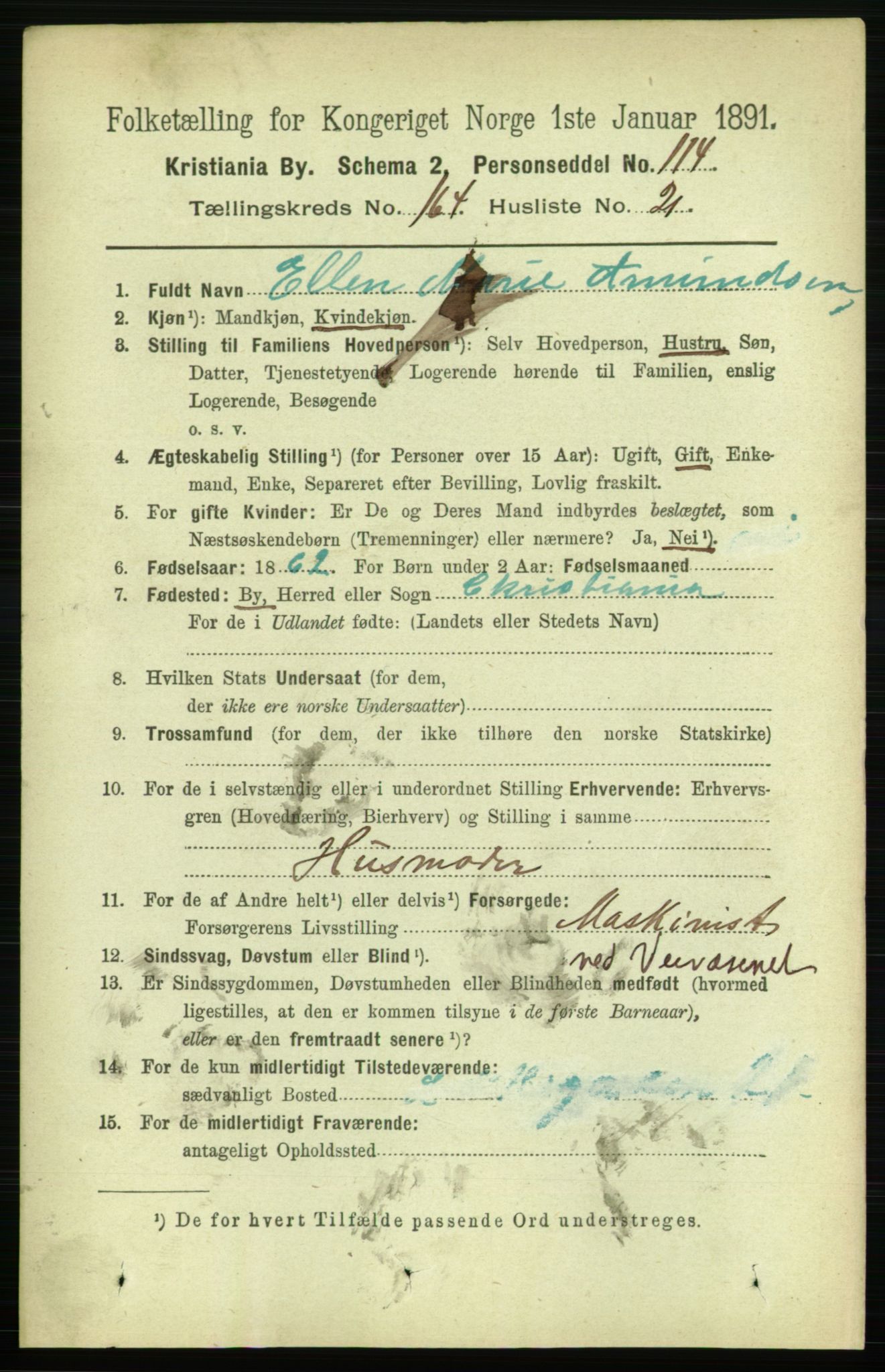 RA, 1891 census for 0301 Kristiania, 1891, p. 95049