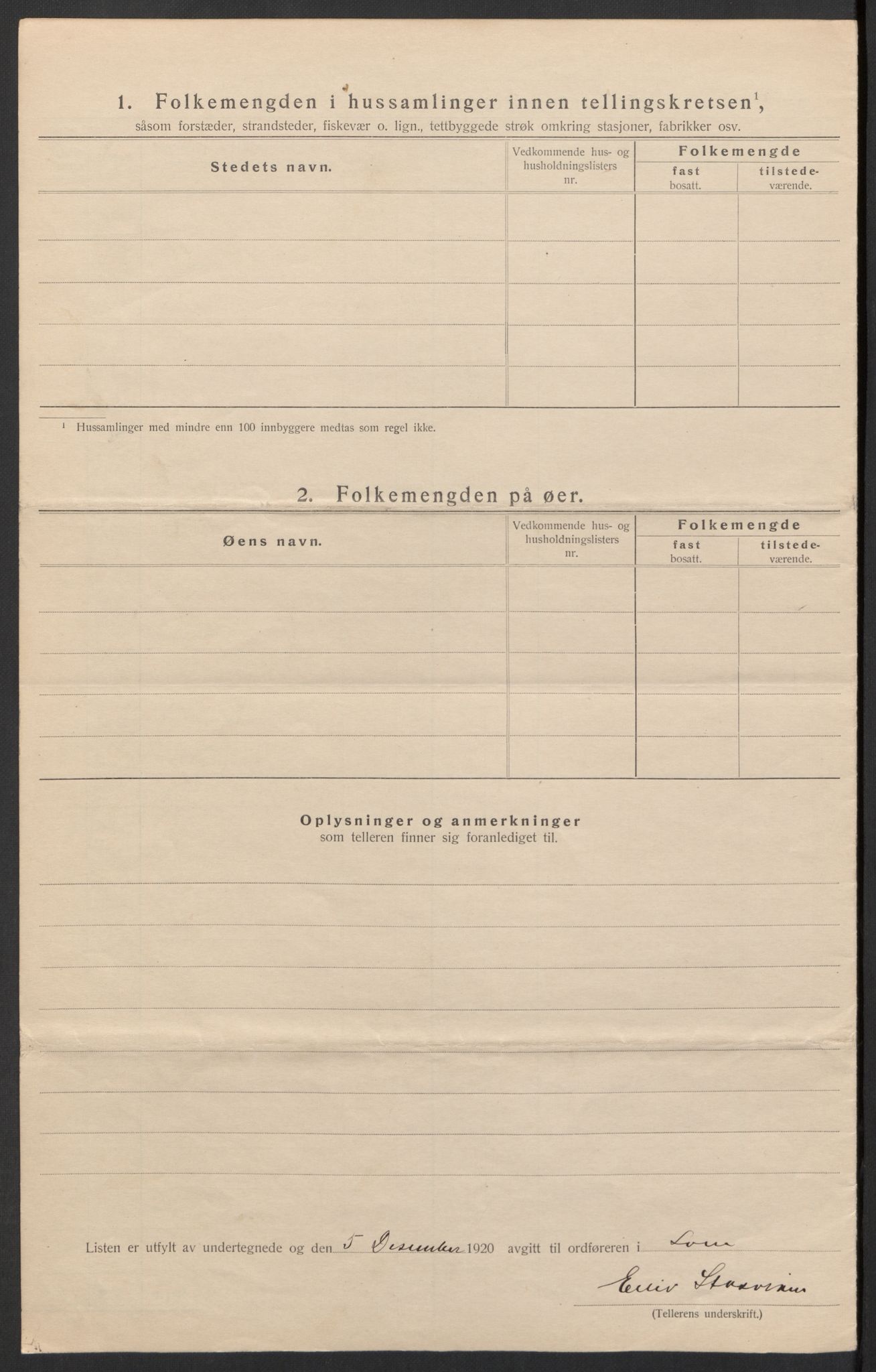 SAH, 1920 census for Lom, 1920, p. 13