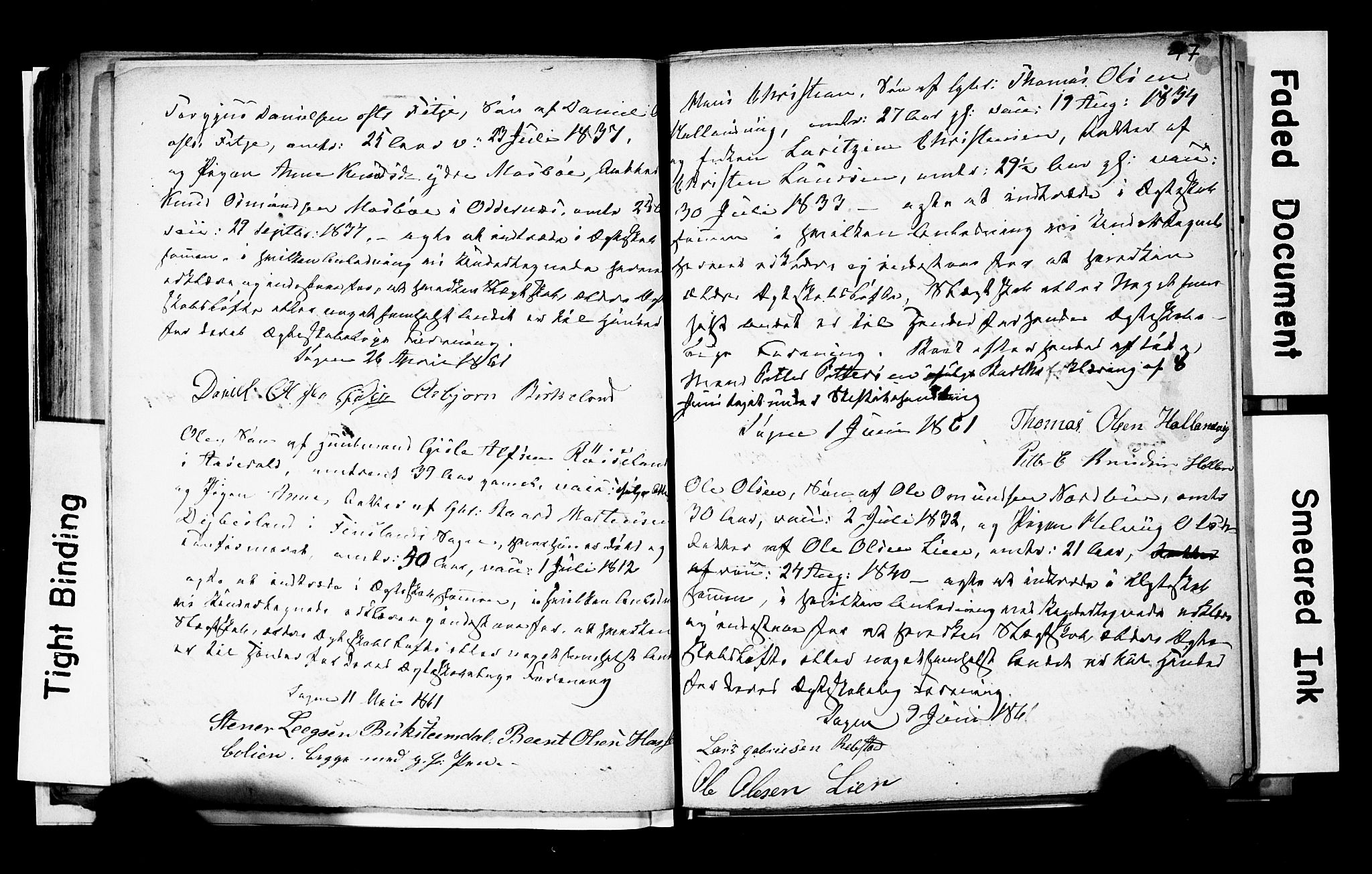 Søgne sokneprestkontor, SAK/1111-0037/F/Fe/L0001: Banns register no. A III 1, 1853-1870, p. 47