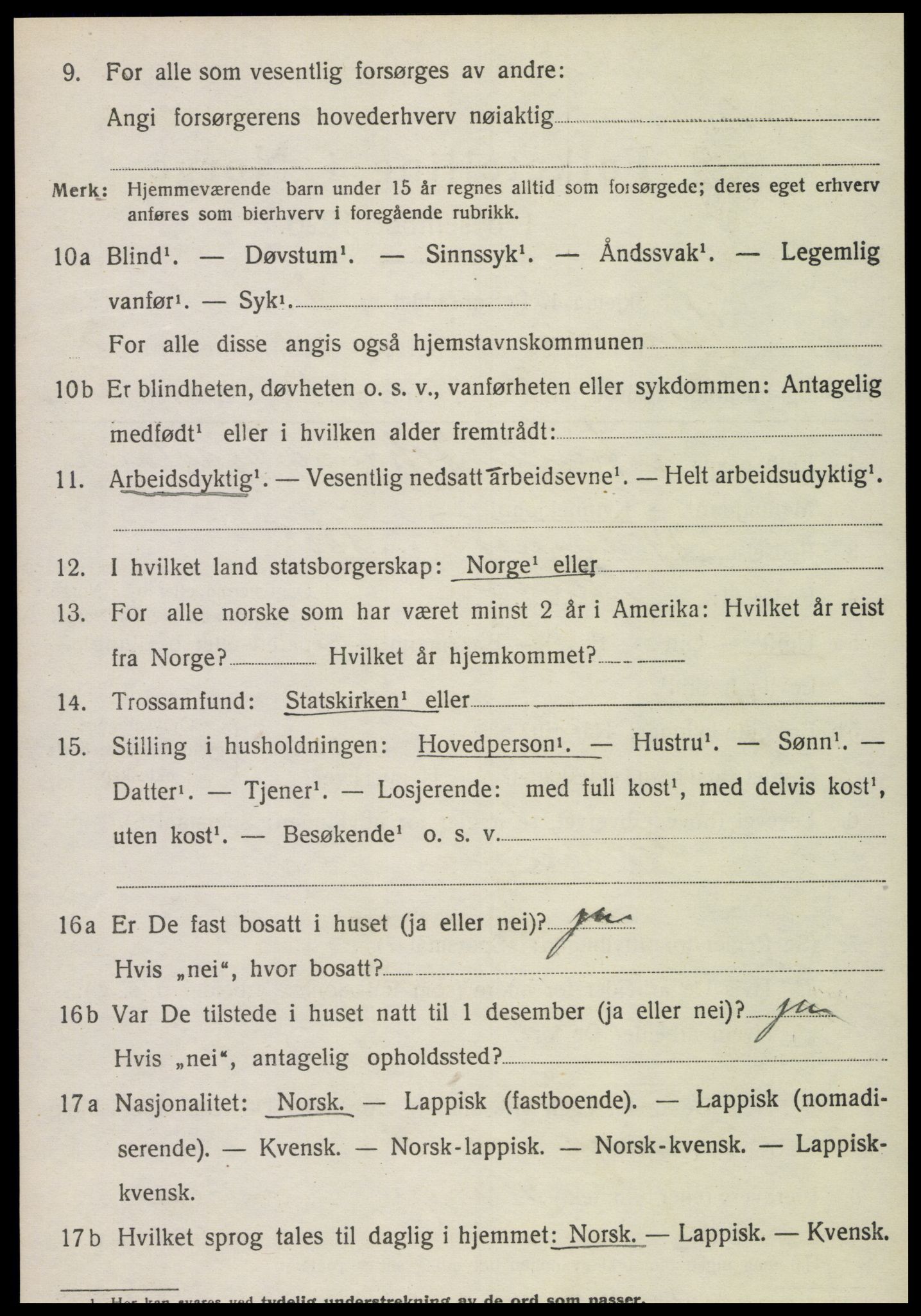 SAT, 1920 census for Snåsa, 1920, p. 1819