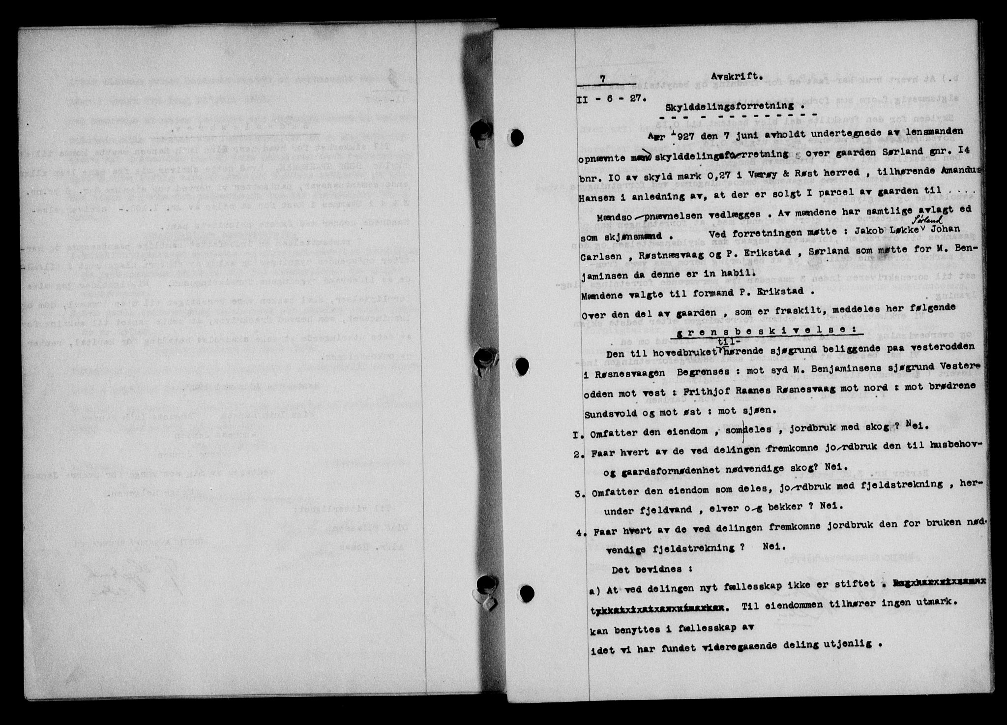 Lofoten sorenskriveri, SAT/A-0017/1/2/2C/L0015b: Mortgage book no. 15b, 1927-1927, Deed date: 11.06.1927