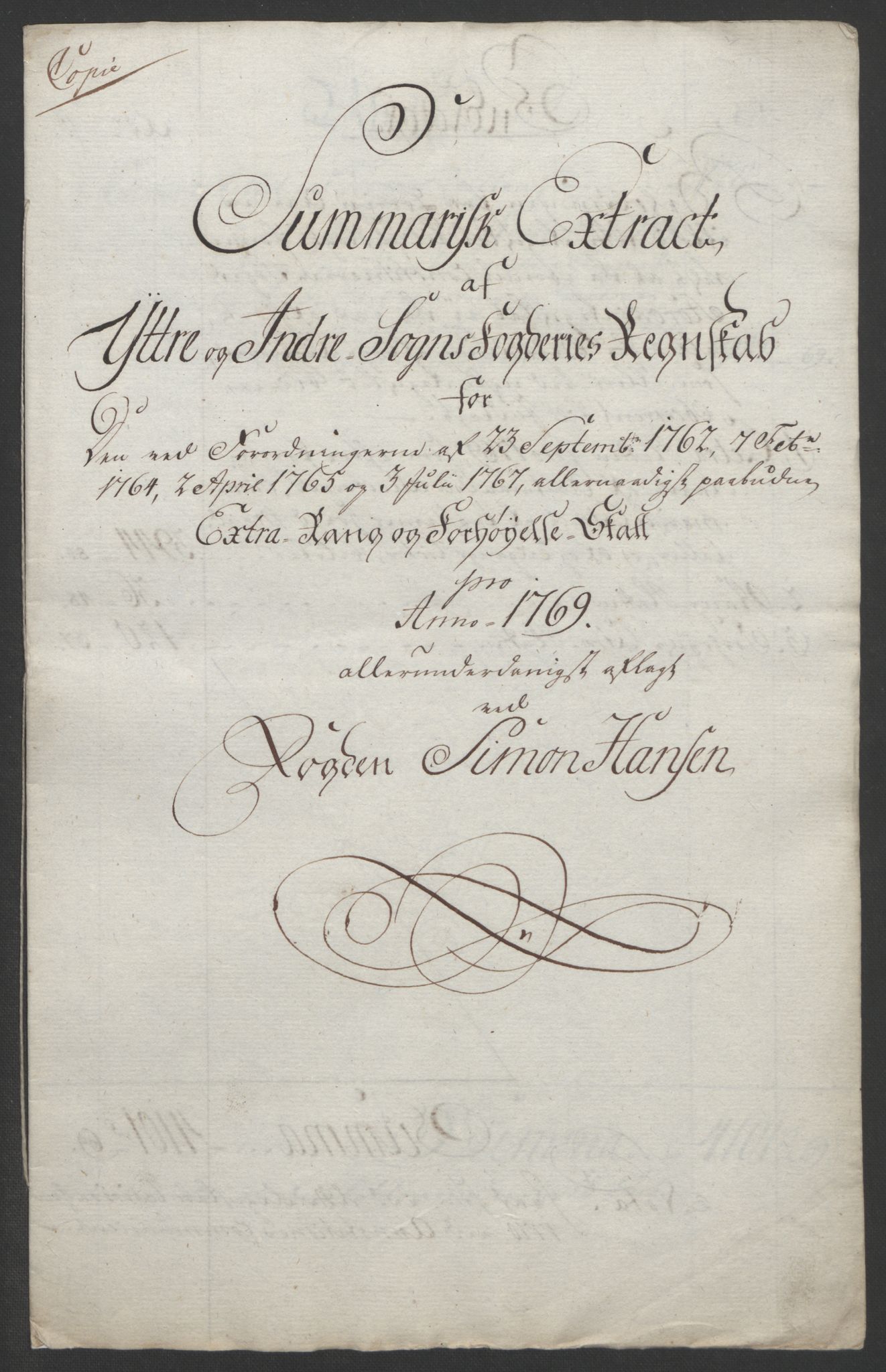 Rentekammeret inntil 1814, Realistisk ordnet avdeling, AV/RA-EA-4070/Ol/L0018: [Gg 10]: Ekstraskatten, 23.09.1762. Sogn, 1762-1772, p. 226