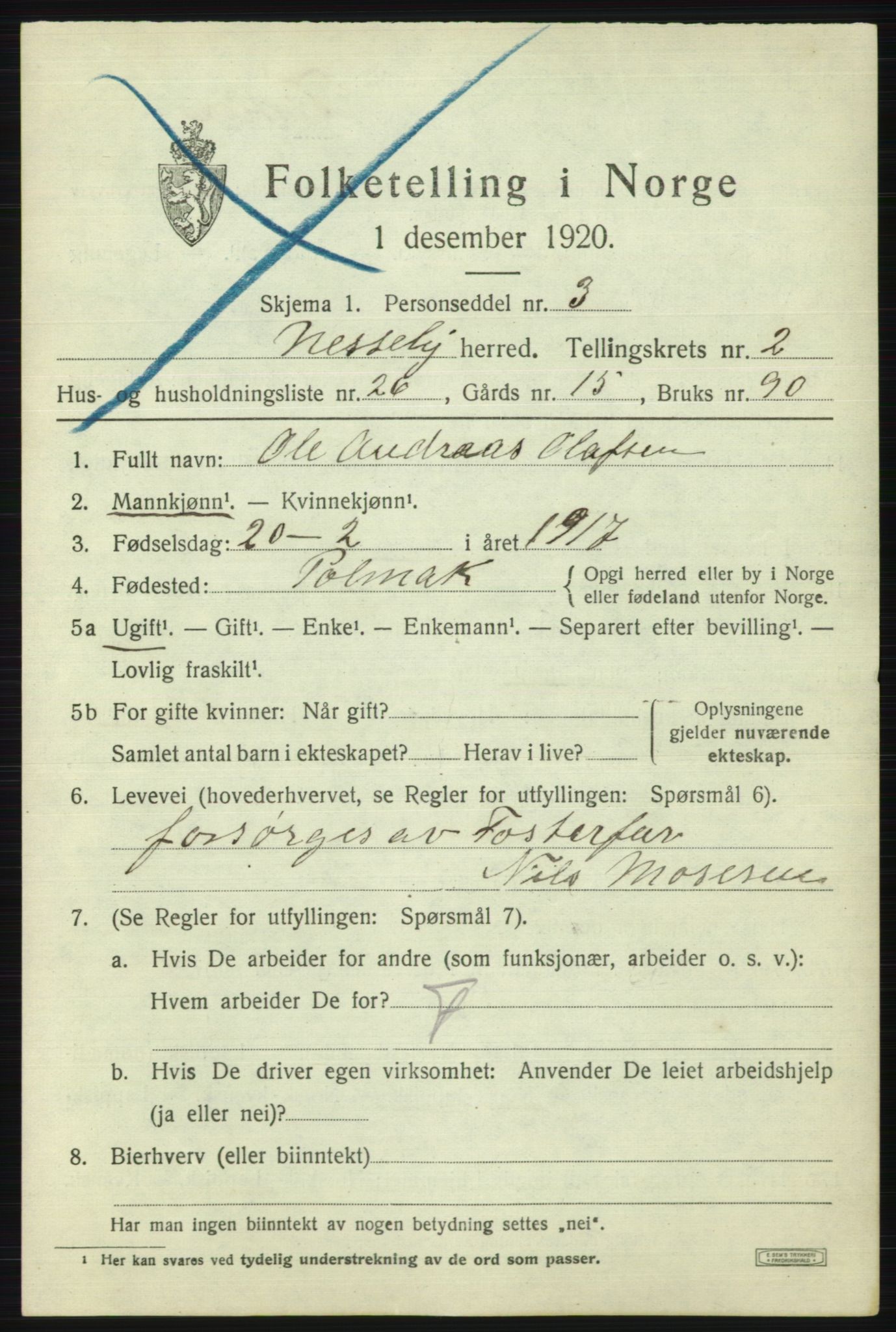 SATØ, 1920 census for Nesseby, 1920, p. 1190