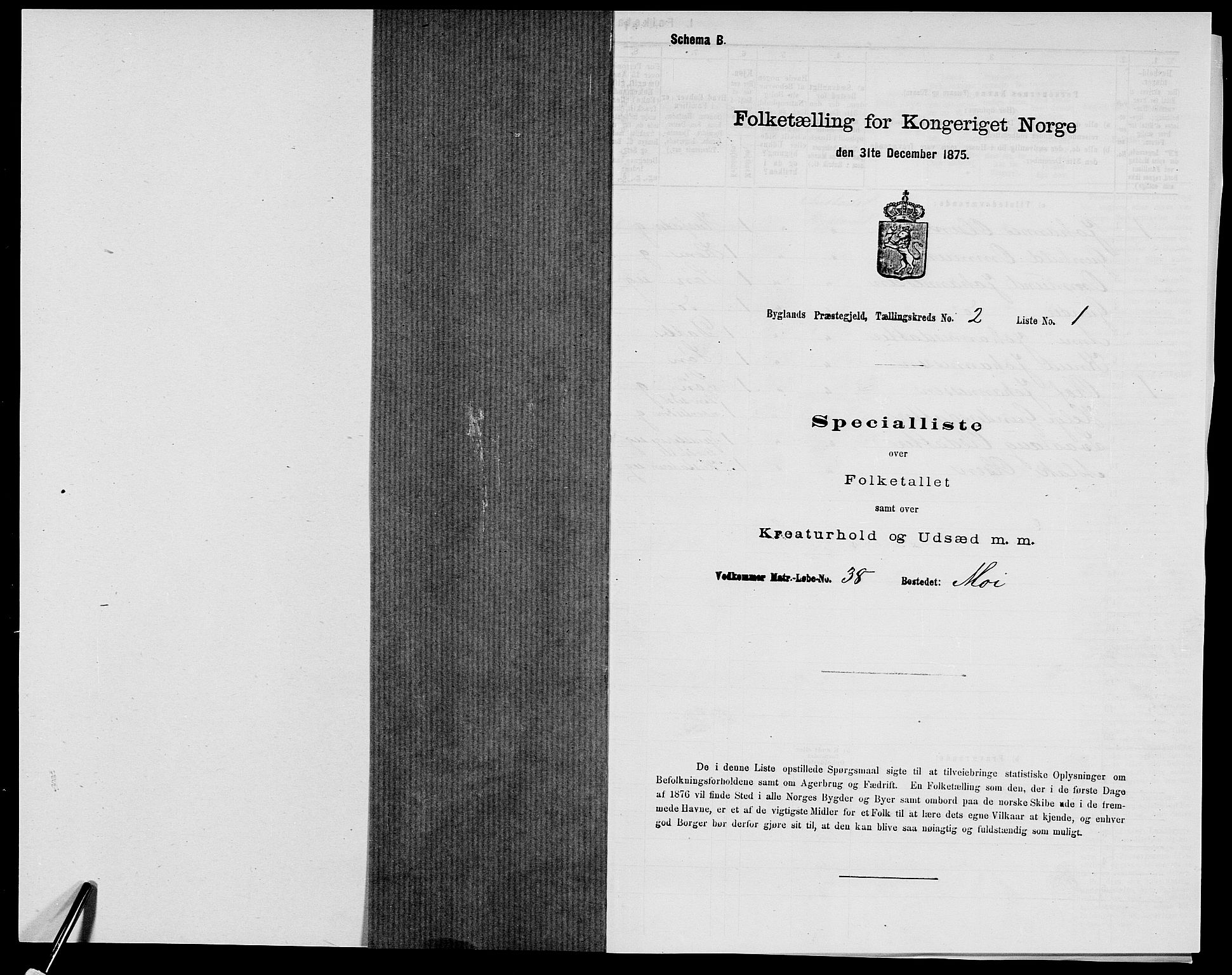 SAK, 1875 census for 0938P Bygland, 1875, p. 130