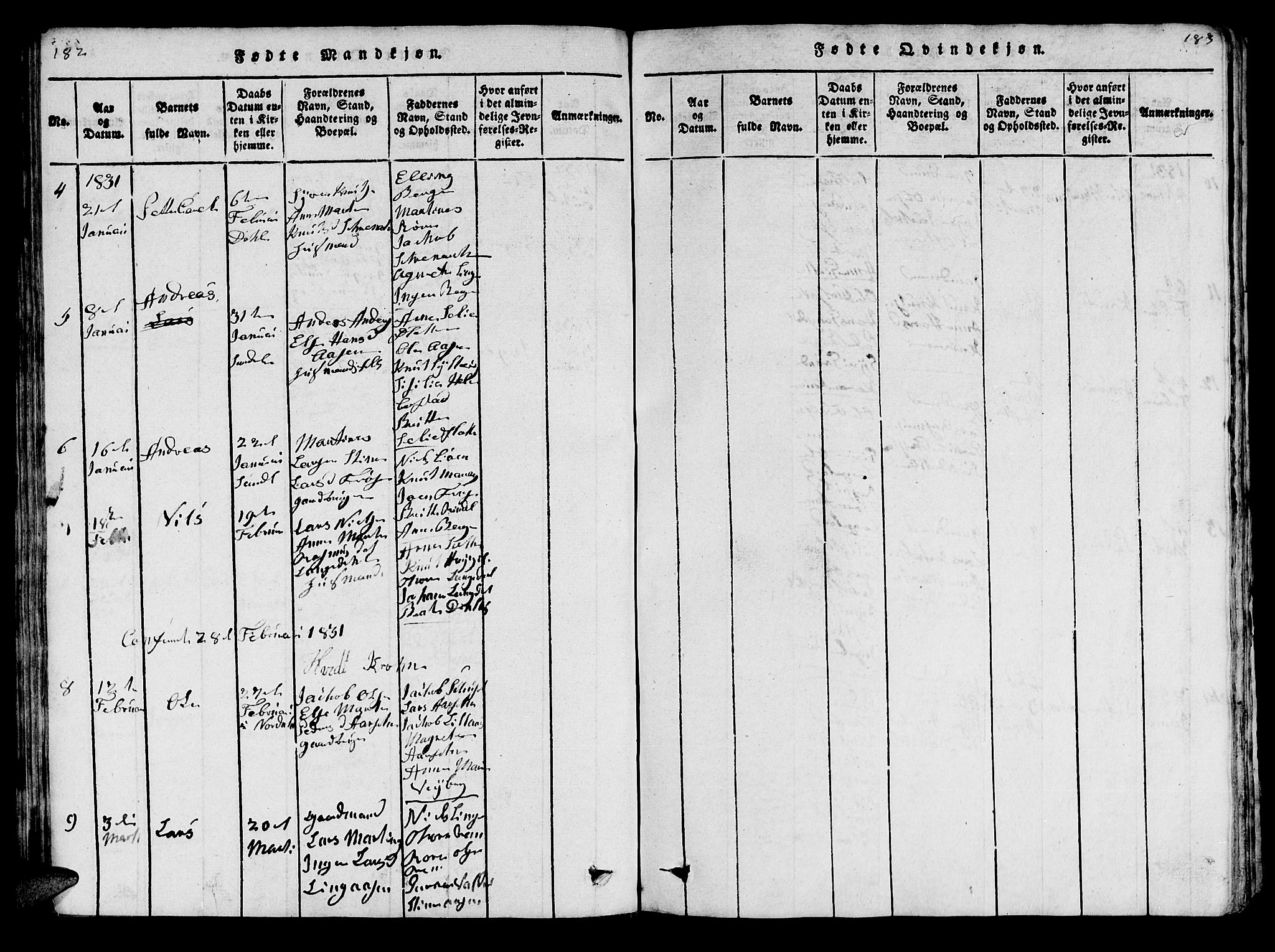 Ministerialprotokoller, klokkerbøker og fødselsregistre - Møre og Romsdal, SAT/A-1454/519/L0246: Parish register (official) no. 519A05, 1817-1834, p. 182-183