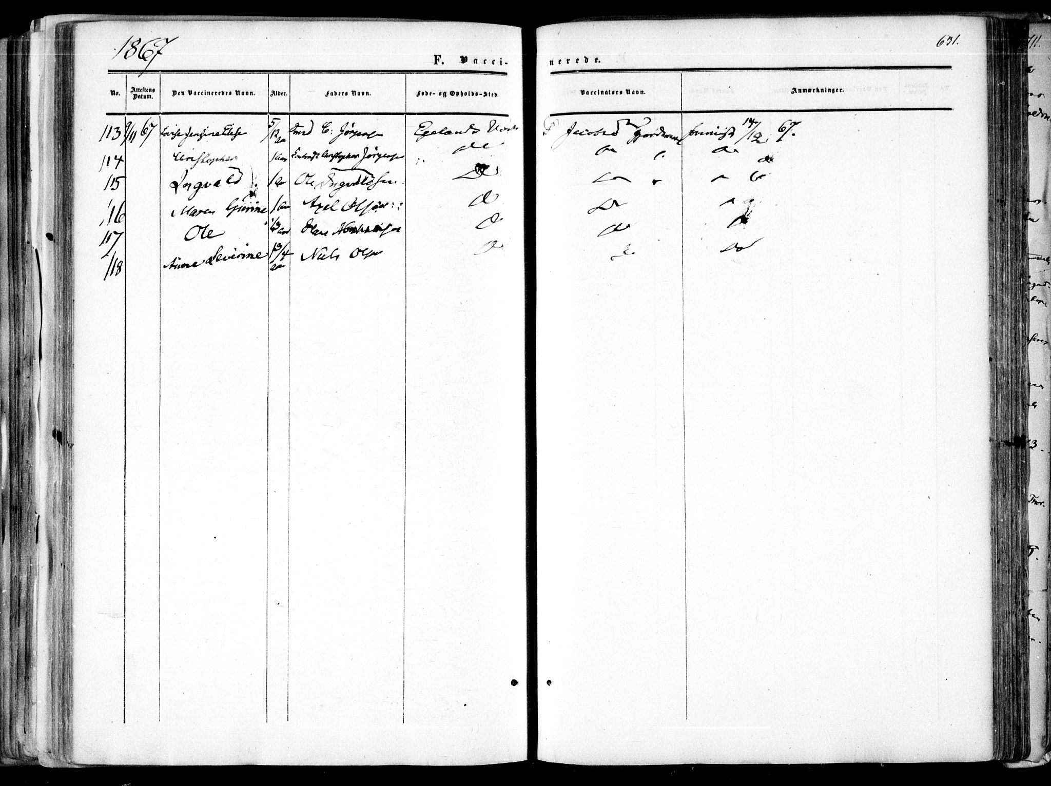 Søndeled sokneprestkontor, AV/SAK-1111-0038/F/Fa/L0003: Parish register (official) no. A 3, 1861-1879, p. 631