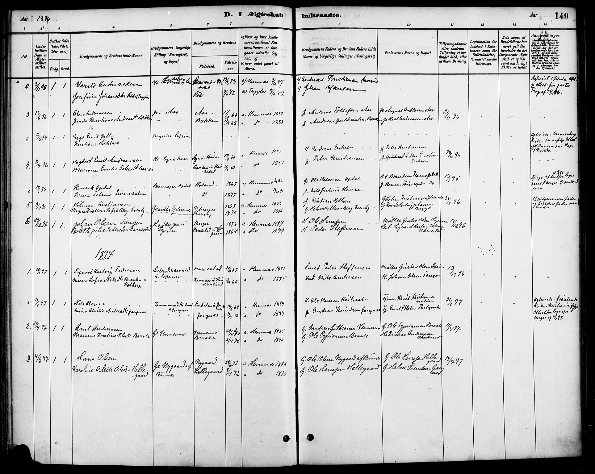 Høland prestekontor Kirkebøker, AV/SAO-A-10346a/F/Fb/L0001: Parish register (official) no. II 1, 1880-1897, p. 149