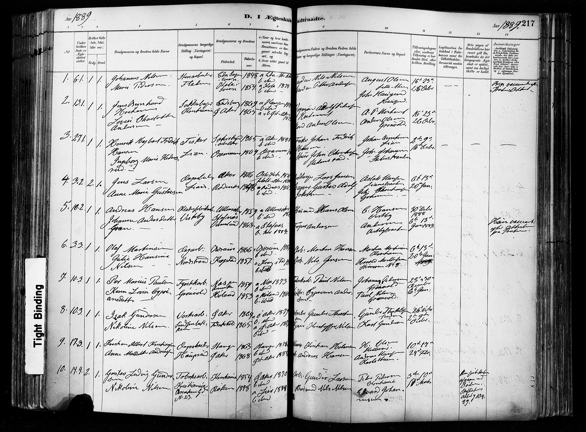 Østre Aker prestekontor Kirkebøker, SAO/A-10840/F/Fa/L0008: Parish register (official) no. I 8, 1883-1894, p. 217