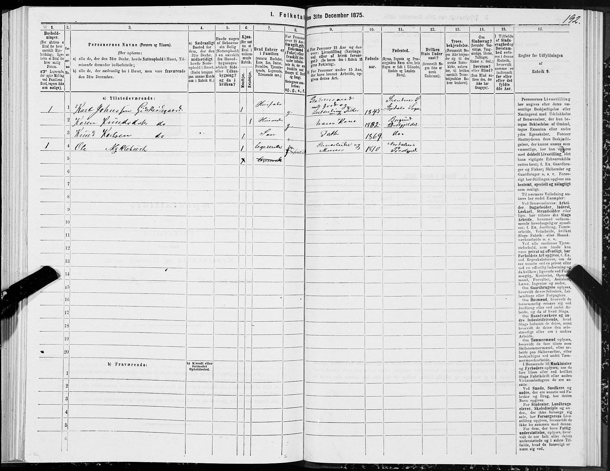 SAT, 1875 census for 1531P Borgund, 1875, p. 5192