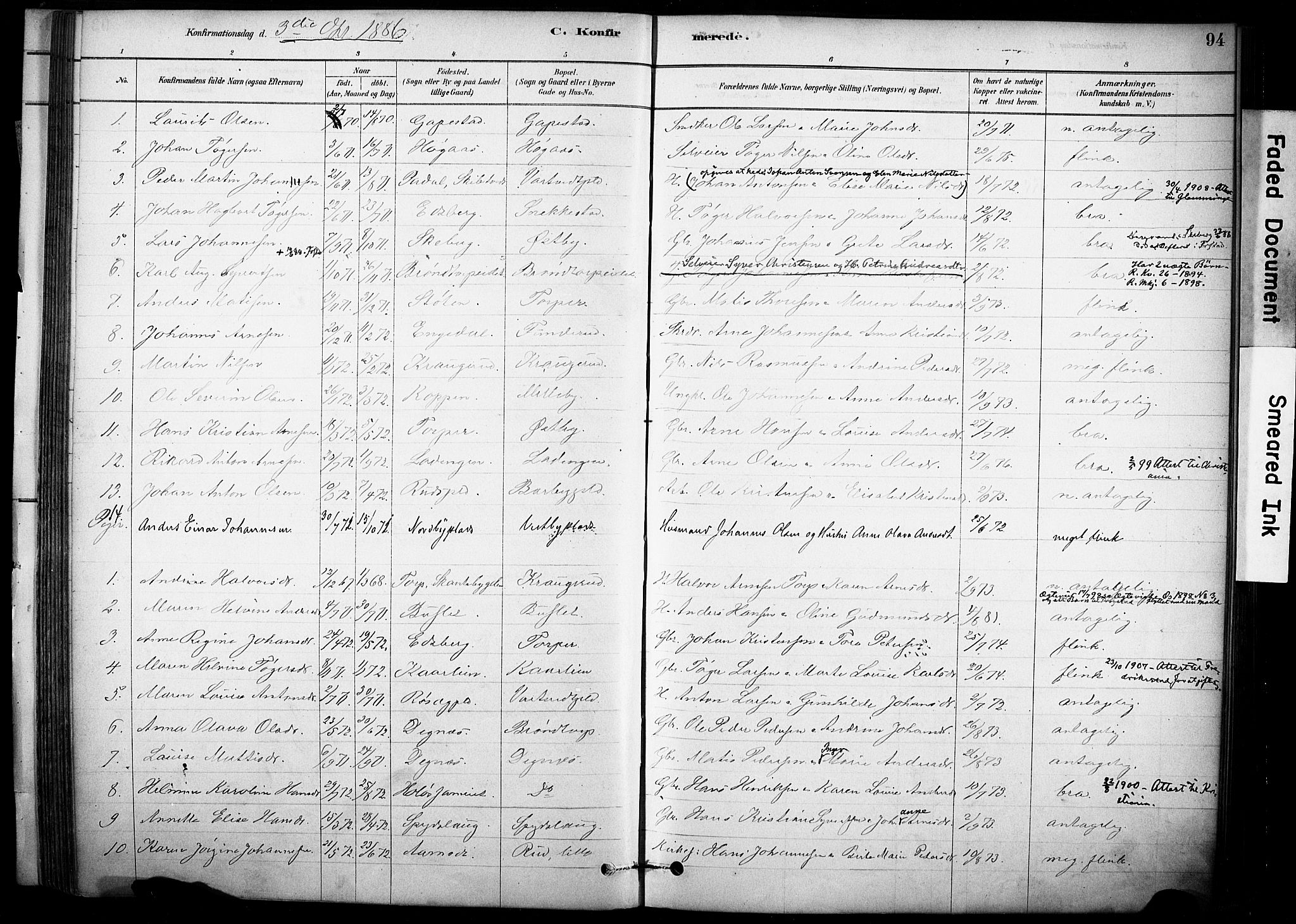 Rakkestad prestekontor Kirkebøker, AV/SAO-A-2008/F/Fc/L0001: Parish register (official) no. III 1, 1878-1905, p. 94