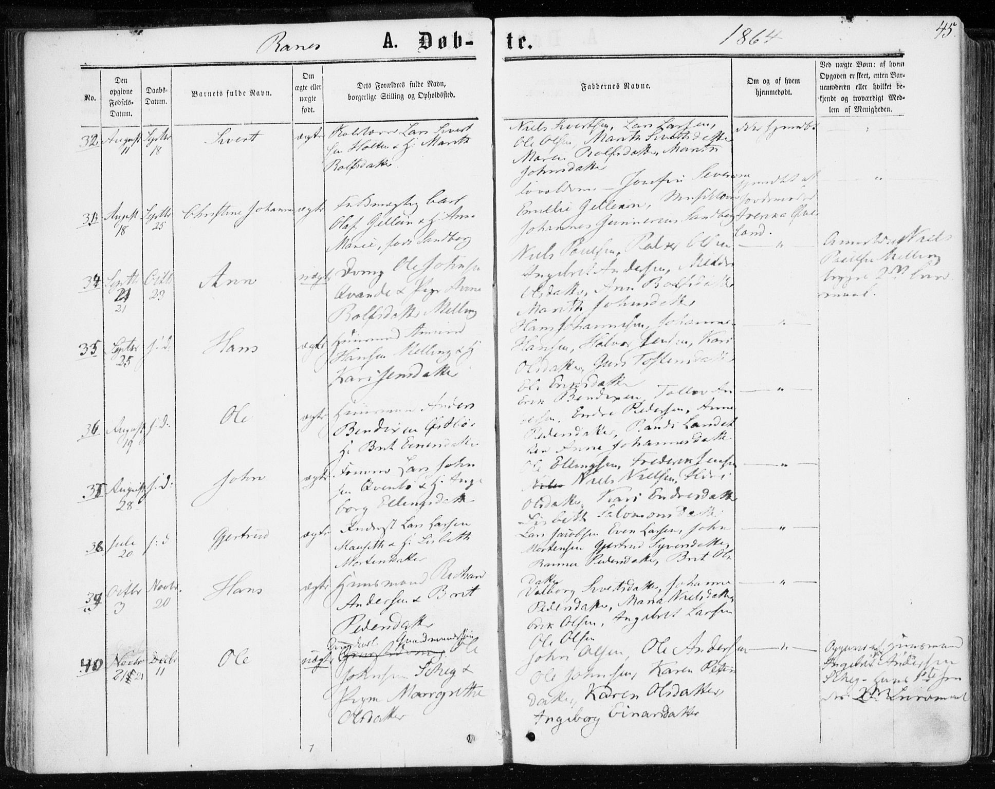 Ministerialprotokoller, klokkerbøker og fødselsregistre - Møre og Romsdal, SAT/A-1454/595/L1045: Parish register (official) no. 595A07, 1863-1873, p. 45