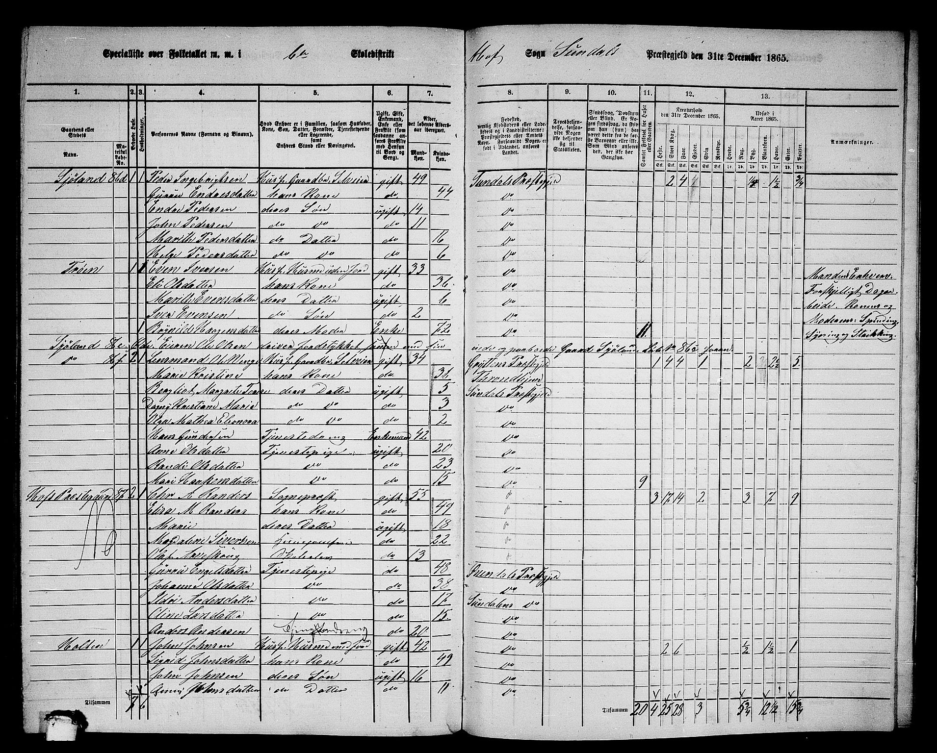 RA, 1865 census for Sunndal, 1865, p. 81