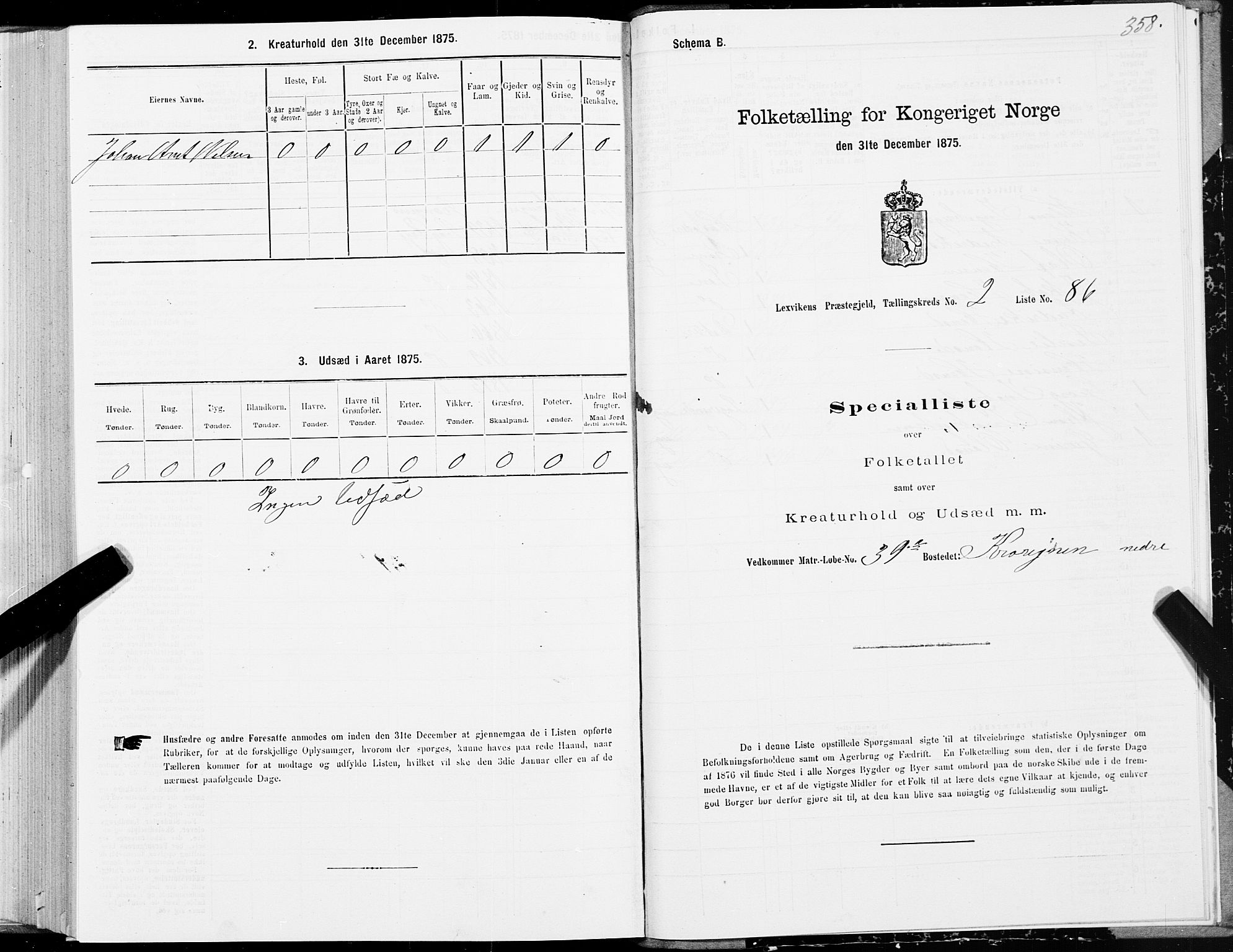 SAT, 1875 census for 1718P Leksvik, 1875, p. 1358