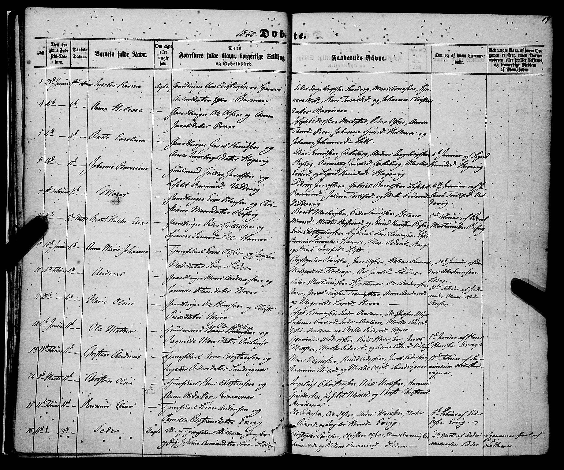 Selje sokneprestembete, SAB/A-99938/H/Ha/Haa/Haaa: Parish register (official) no. A 11, 1858-1870, p. 19