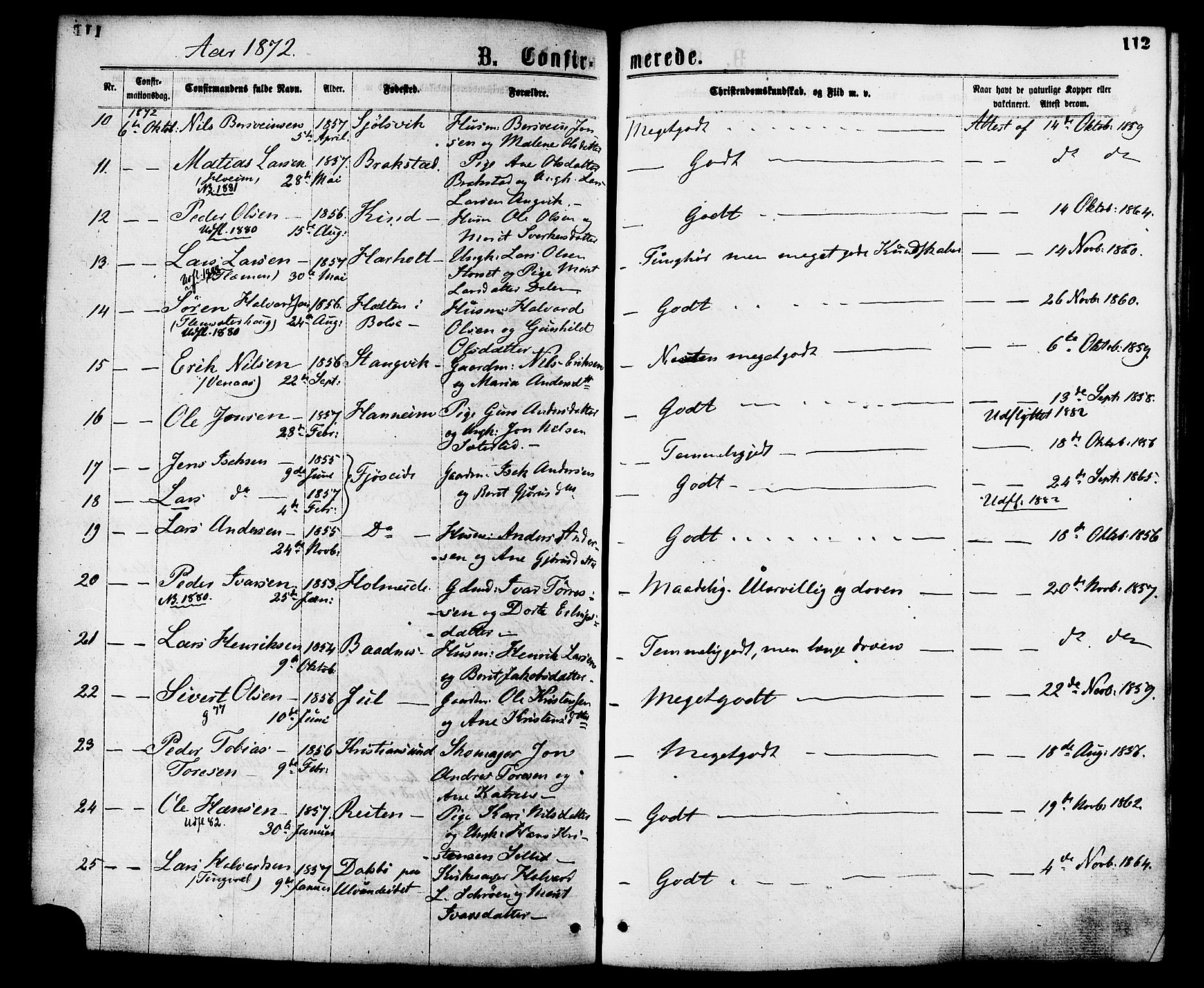 Ministerialprotokoller, klokkerbøker og fødselsregistre - Møre og Romsdal, SAT/A-1454/586/L0986: Parish register (official) no. 586A12, 1867-1878, p. 112