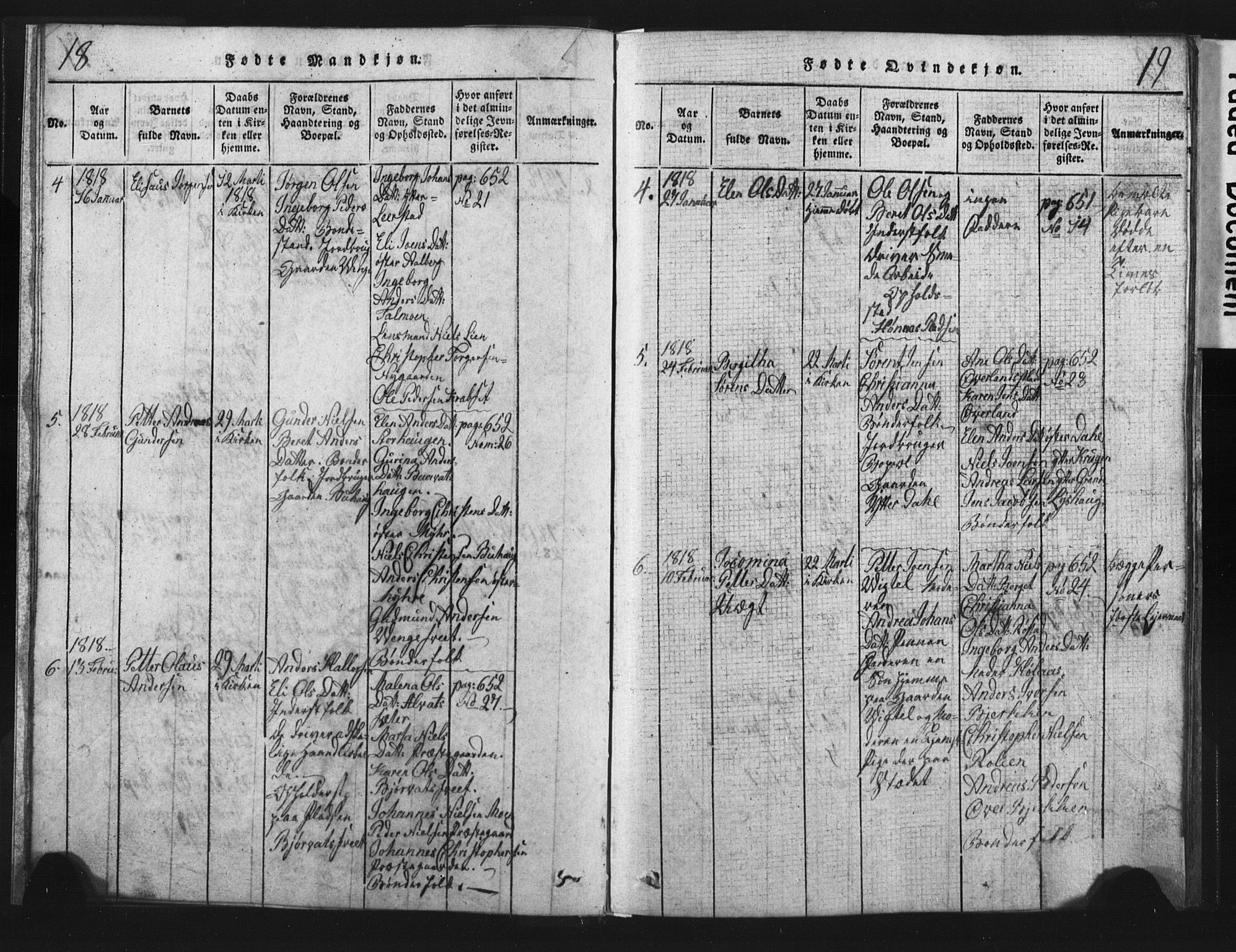 Ministerialprotokoller, klokkerbøker og fødselsregistre - Nord-Trøndelag, SAT/A-1458/701/L0017: Parish register (copy) no. 701C01, 1817-1825, p. 18-19