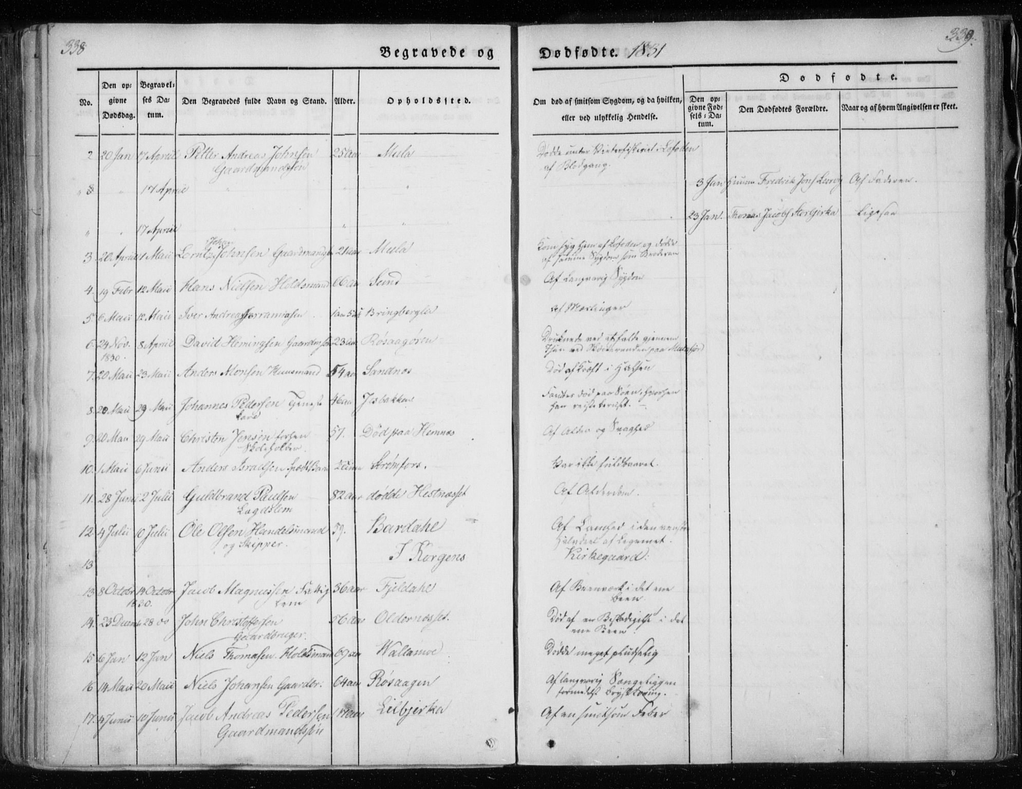 Ministerialprotokoller, klokkerbøker og fødselsregistre - Nordland, AV/SAT-A-1459/825/L0354: Parish register (official) no. 825A08, 1826-1841, p. 338-339