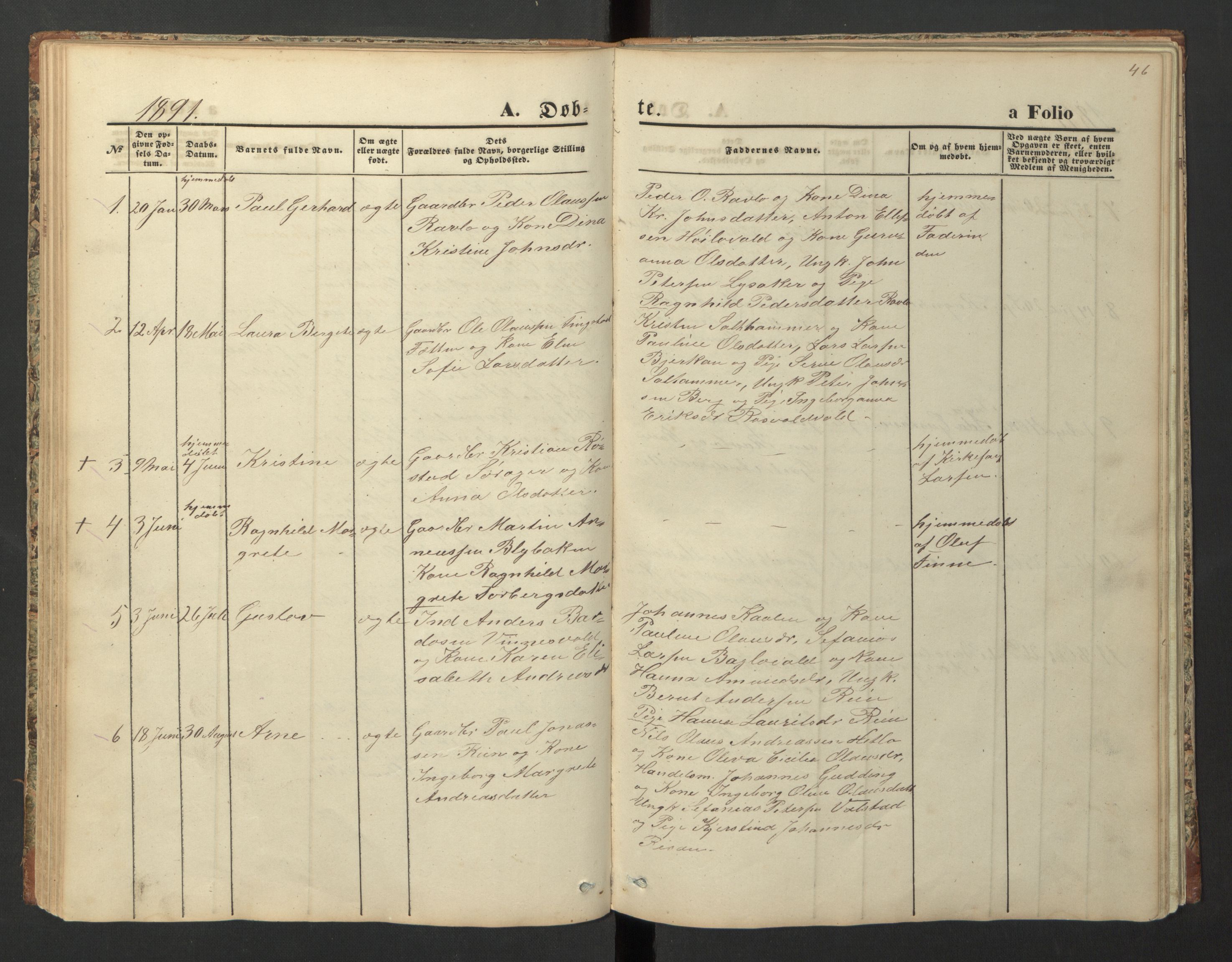 Ministerialprotokoller, klokkerbøker og fødselsregistre - Nord-Trøndelag, SAT/A-1458/726/L0271: Parish register (copy) no. 726C02, 1869-1897, p. 46