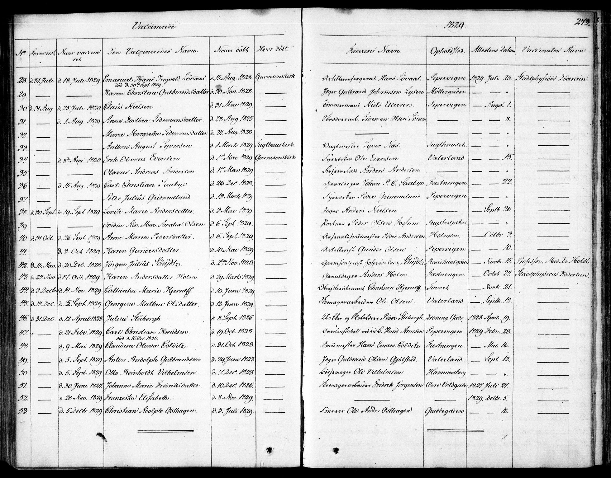Garnisonsmenigheten Kirkebøker, SAO/A-10846/F/Fa/L0007: Parish register (official) no. 7, 1828-1881, p. 273